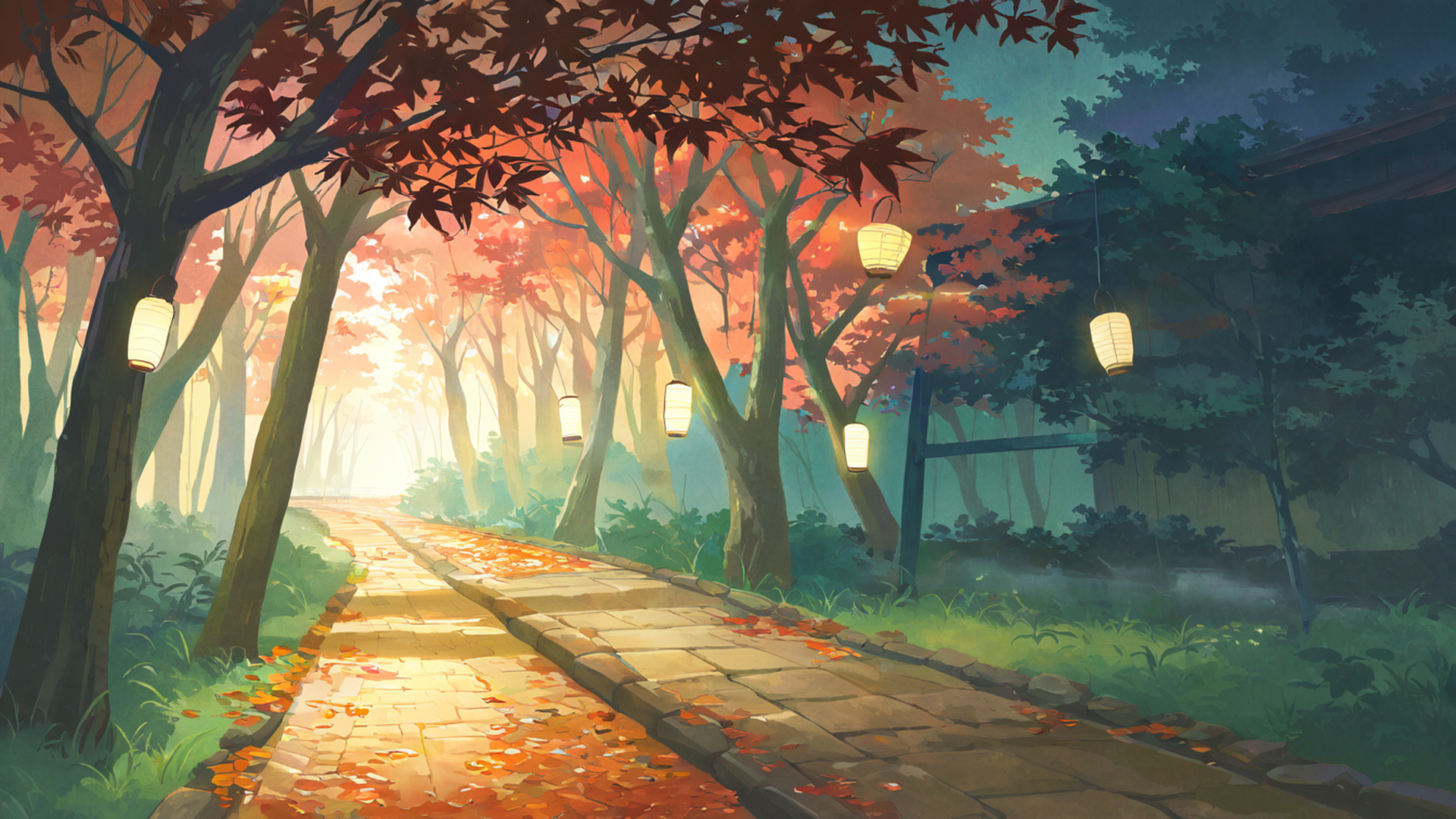 Autumn Maple Village Autumn Maple Village 0147131302 lofi anime wallpaper free download