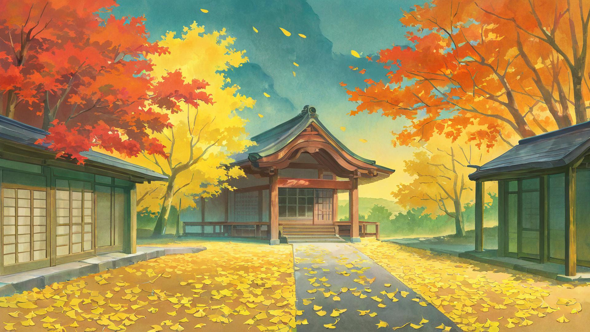 Autumn Maple Village Autumn Maple Village 0335076899 lofi anime wallpaper free download