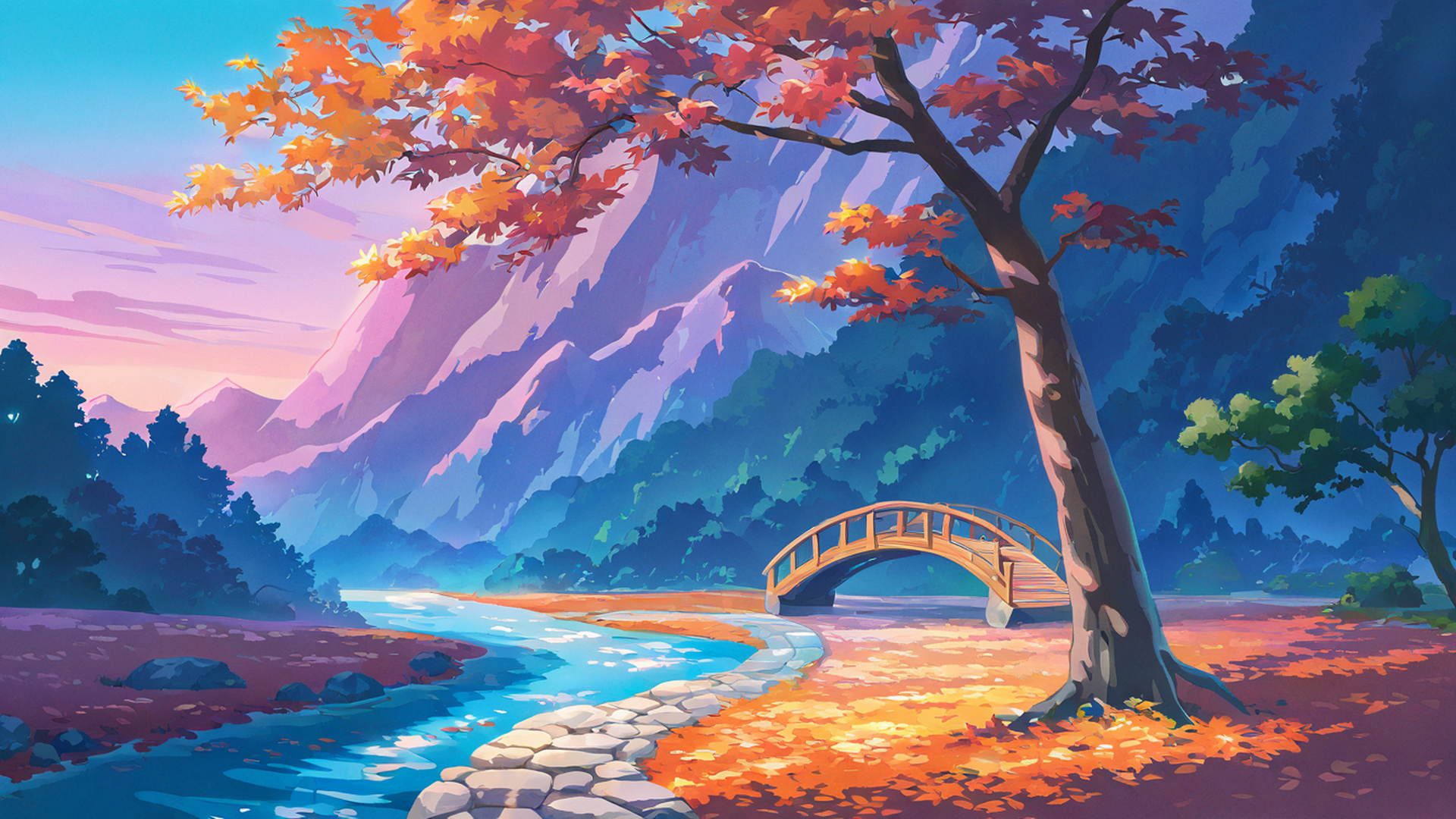 Autumn Maple Village Autumn Maple Village 0393951164 lofi anime wallpaper free download