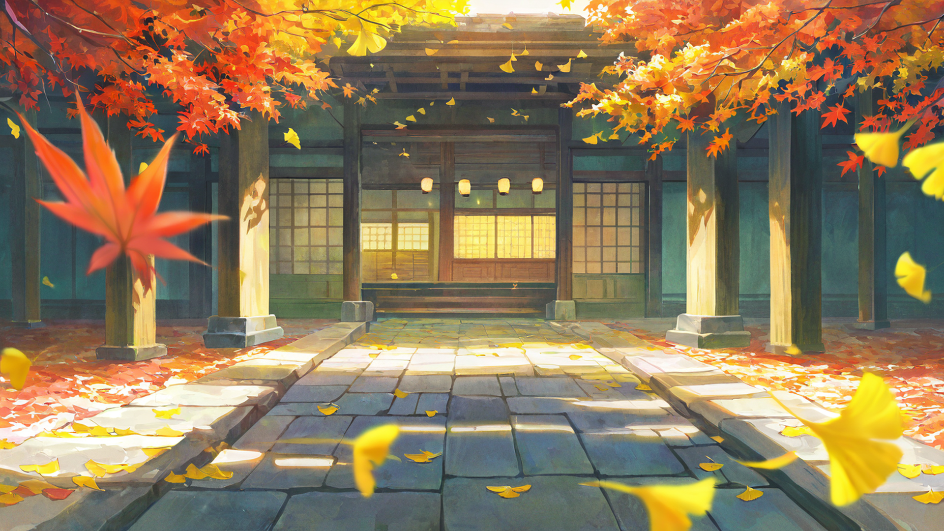 Autumn Maple Village Autumn Maple Village 0449967756 lofi anime wallpaper free download