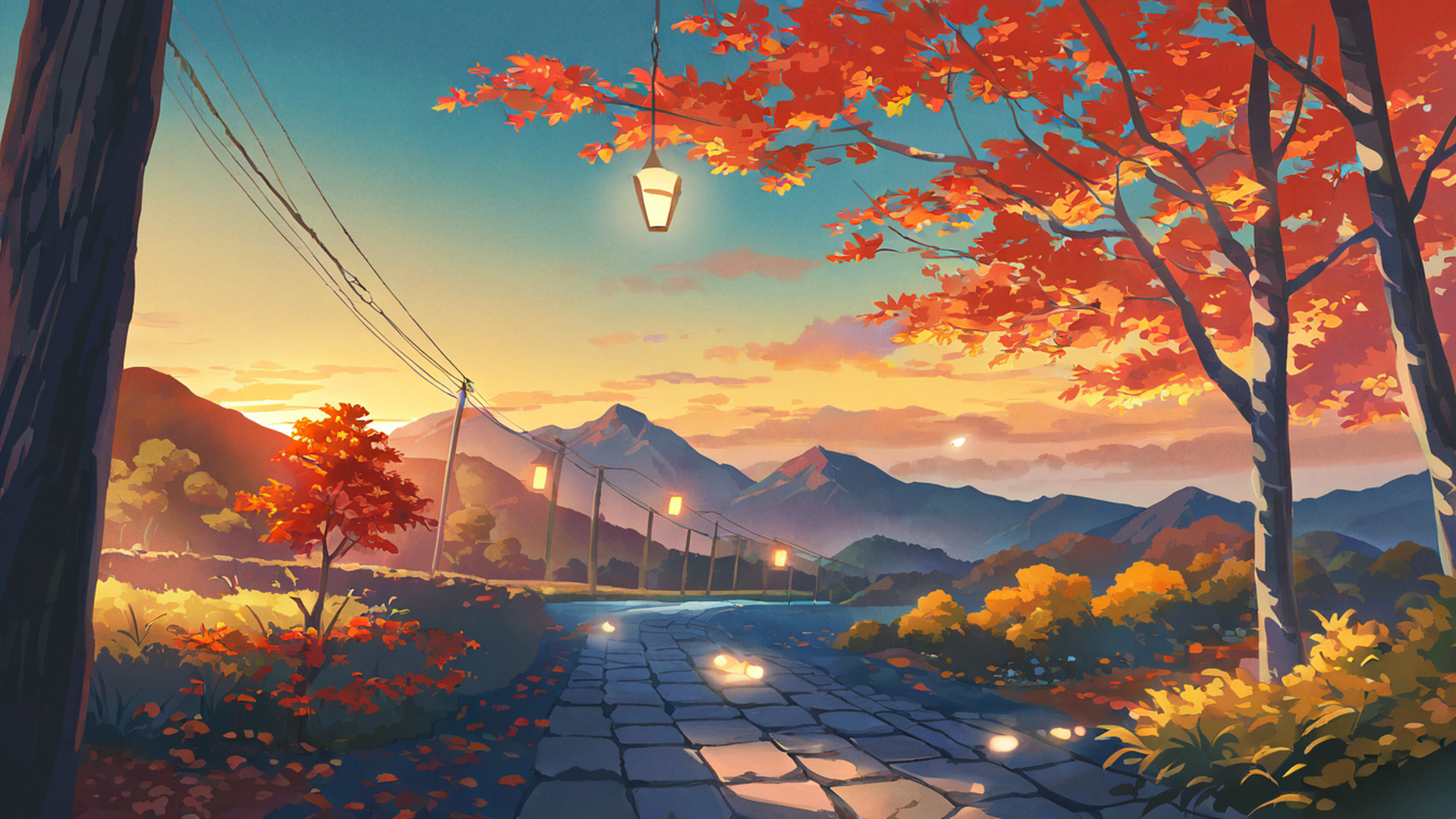 Autumn Maple Village Autumn Maple Village 0668727979 lofi anime wallpaper free download