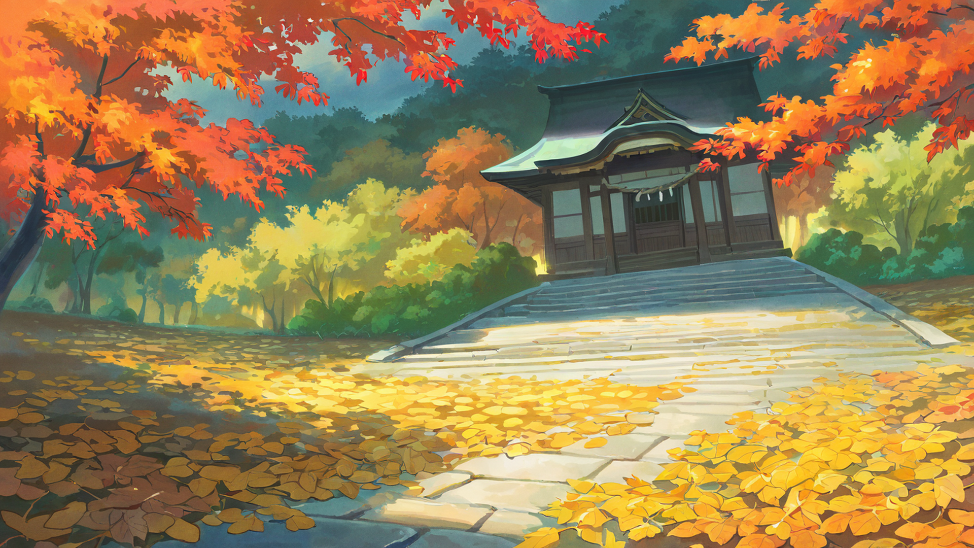 Autumn Maple Village Autumn Maple Village 0738166405 lofi anime wallpaper free download