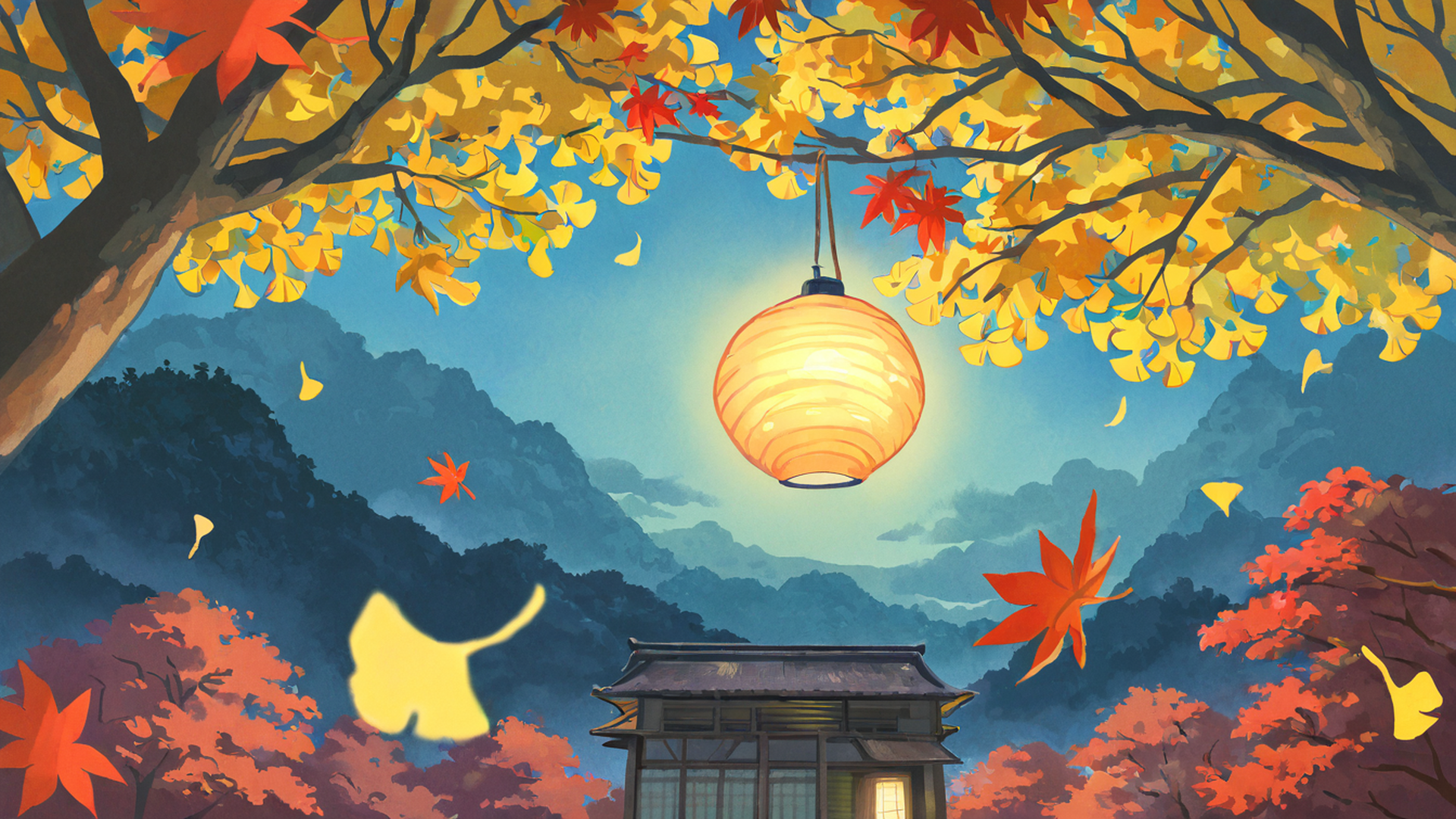 Autumn Maple Village Autumn Maple Village 0909180748 lofi anime wallpaper free download