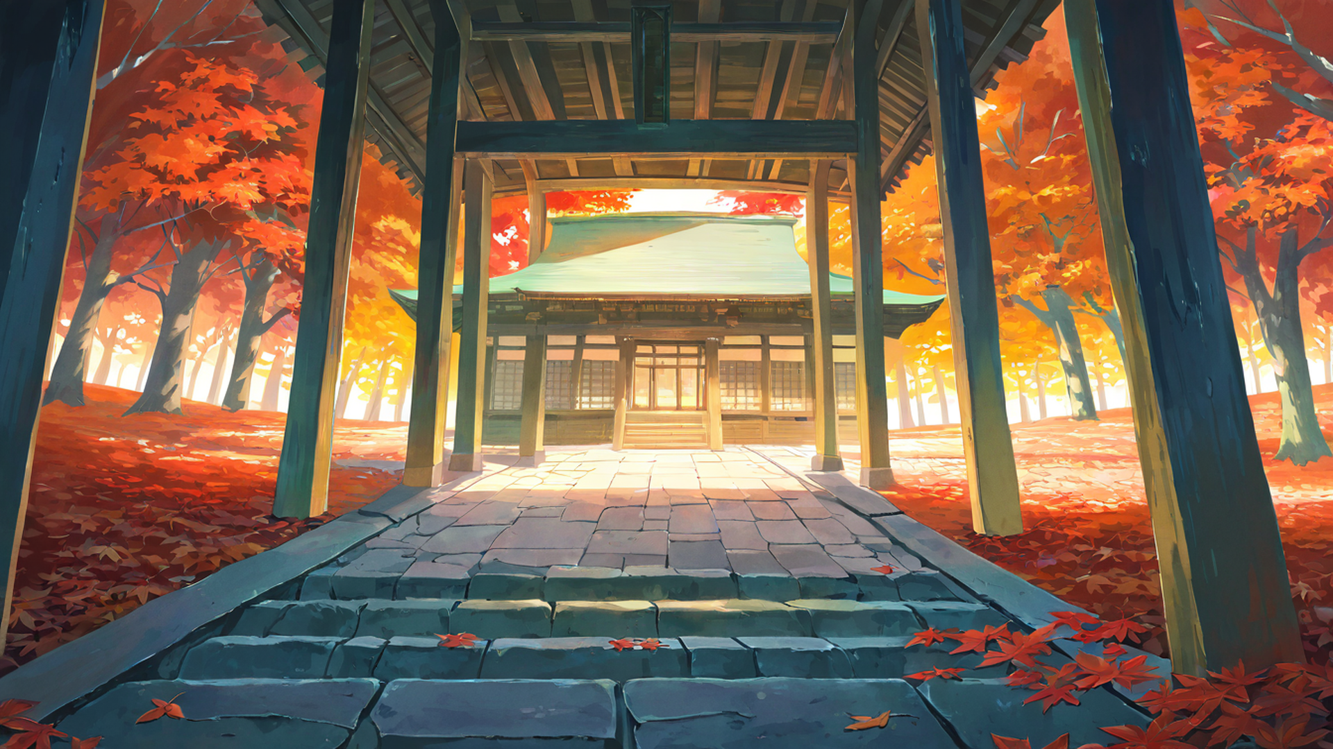 Autumn Maple Village Autumn Maple Village 1196199331 lofi anime wallpaper free download