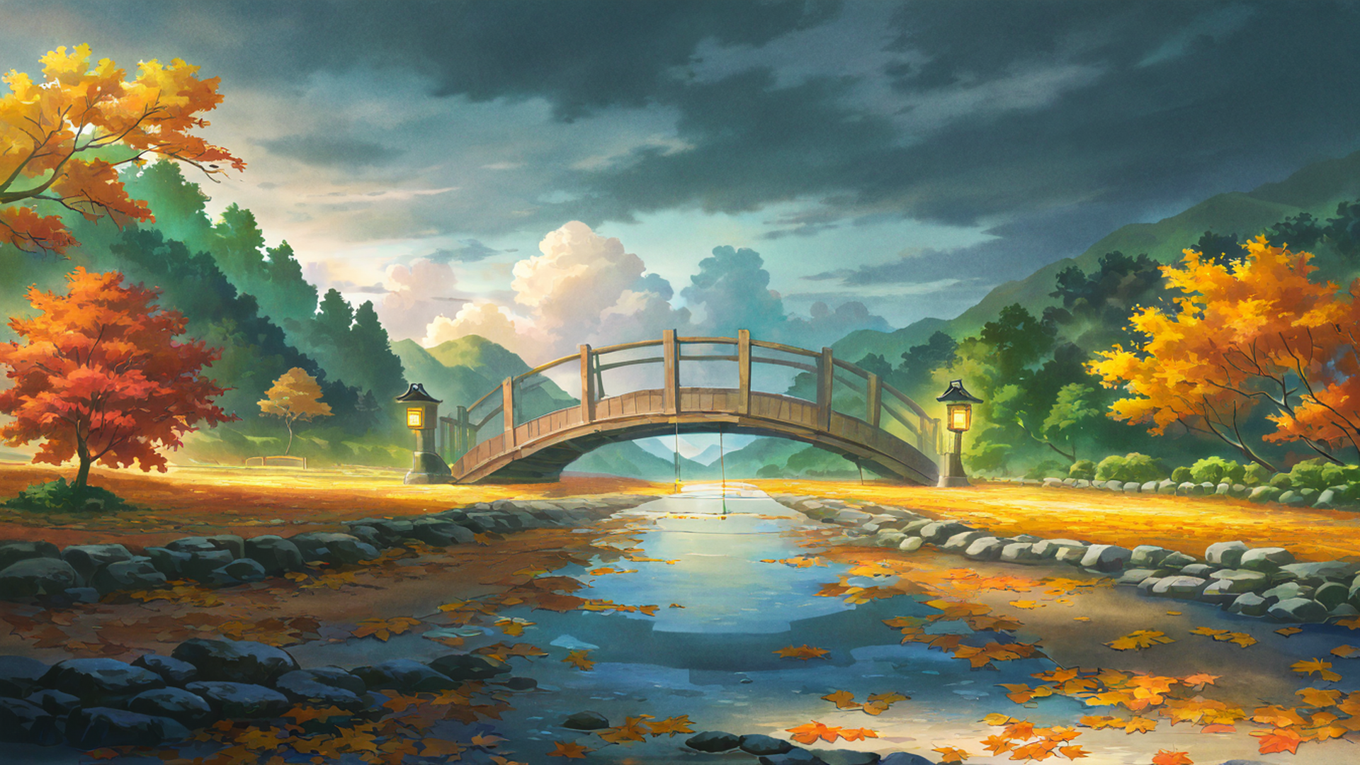 Autumn Maple Village Autumn Maple Village 1326315346 lofi anime wallpaper free download