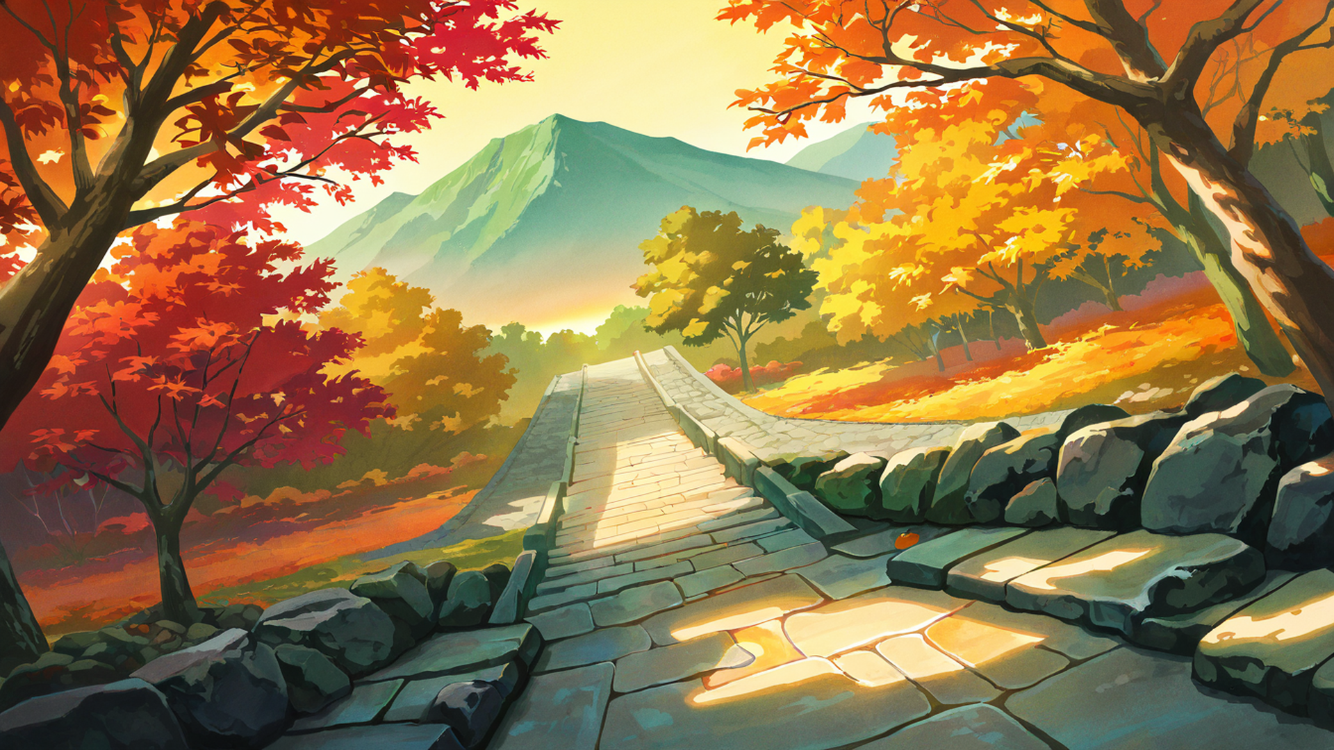 Autumn Maple Village Autumn Maple Village 1329875012 lofi anime wallpaper free download