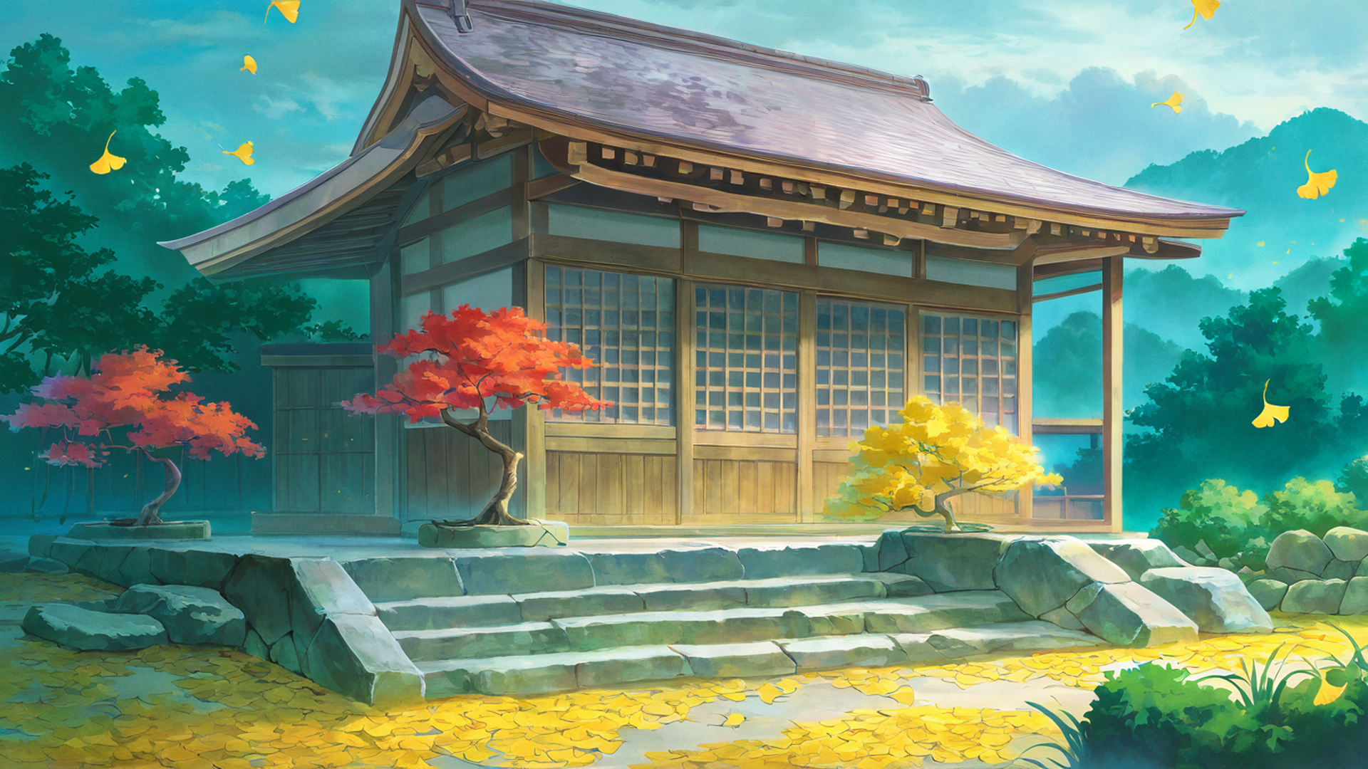 Autumn Maple Village Autumn Maple Village 1519085571 lofi anime wallpaper free download