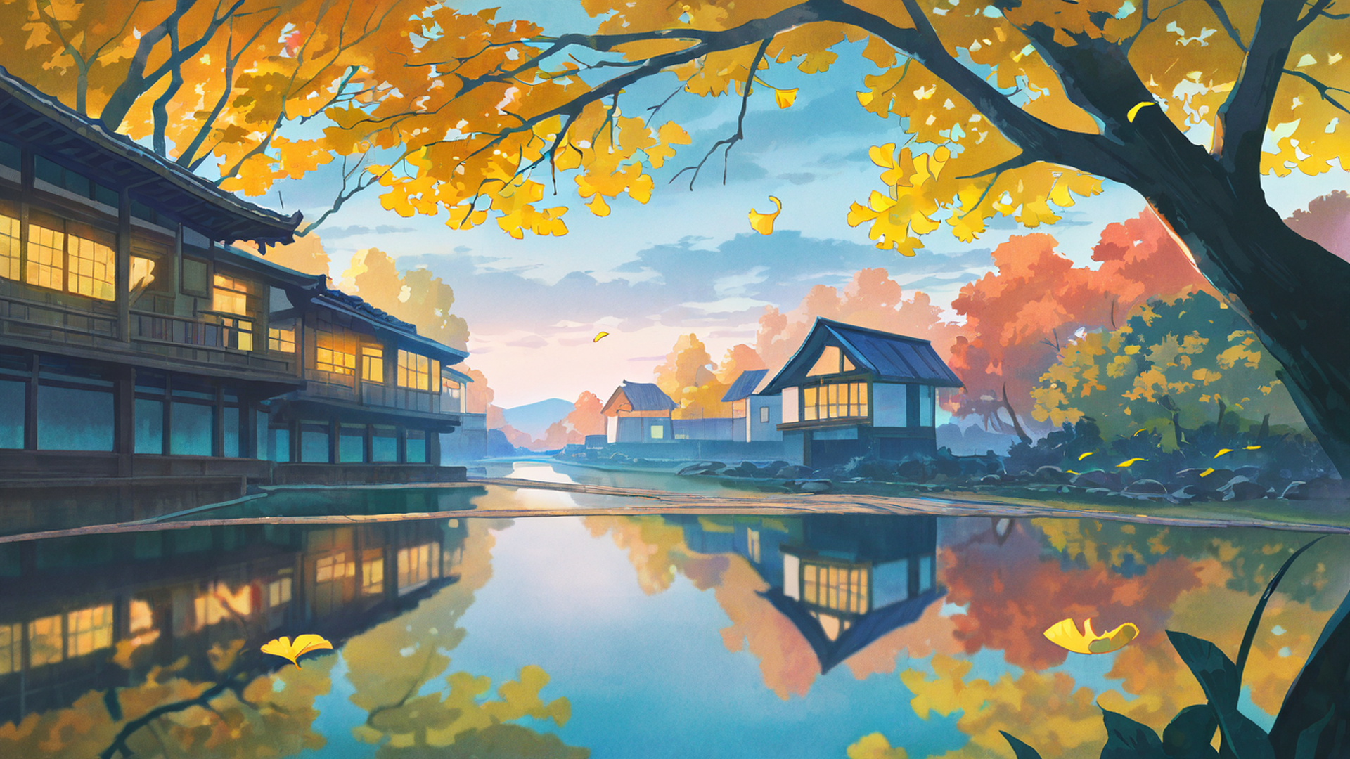 Autumn Maple Village Autumn Maple Village 1588843601 lofi anime wallpaper free download
