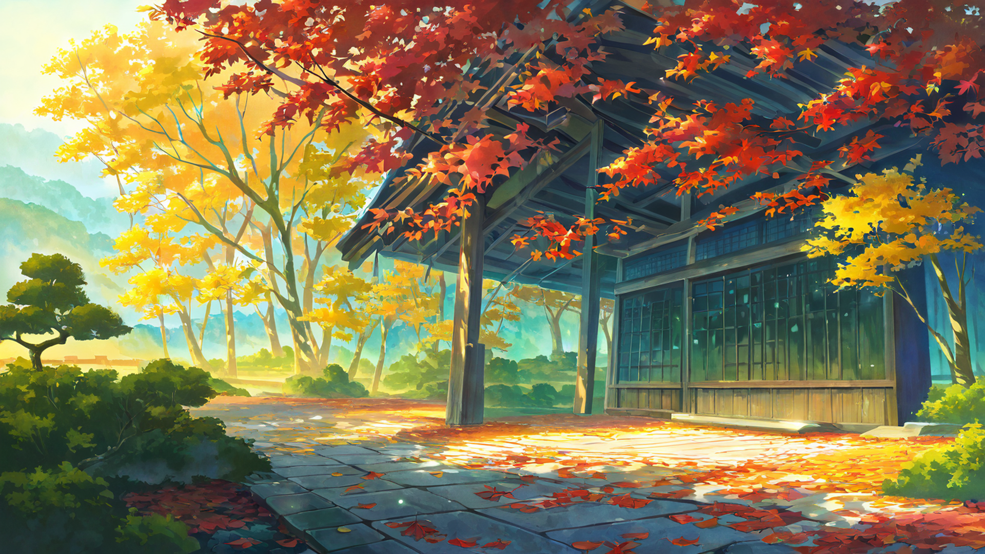 Autumn Maple Village Autumn Maple Village 1783760341 lofi anime wallpaper free download