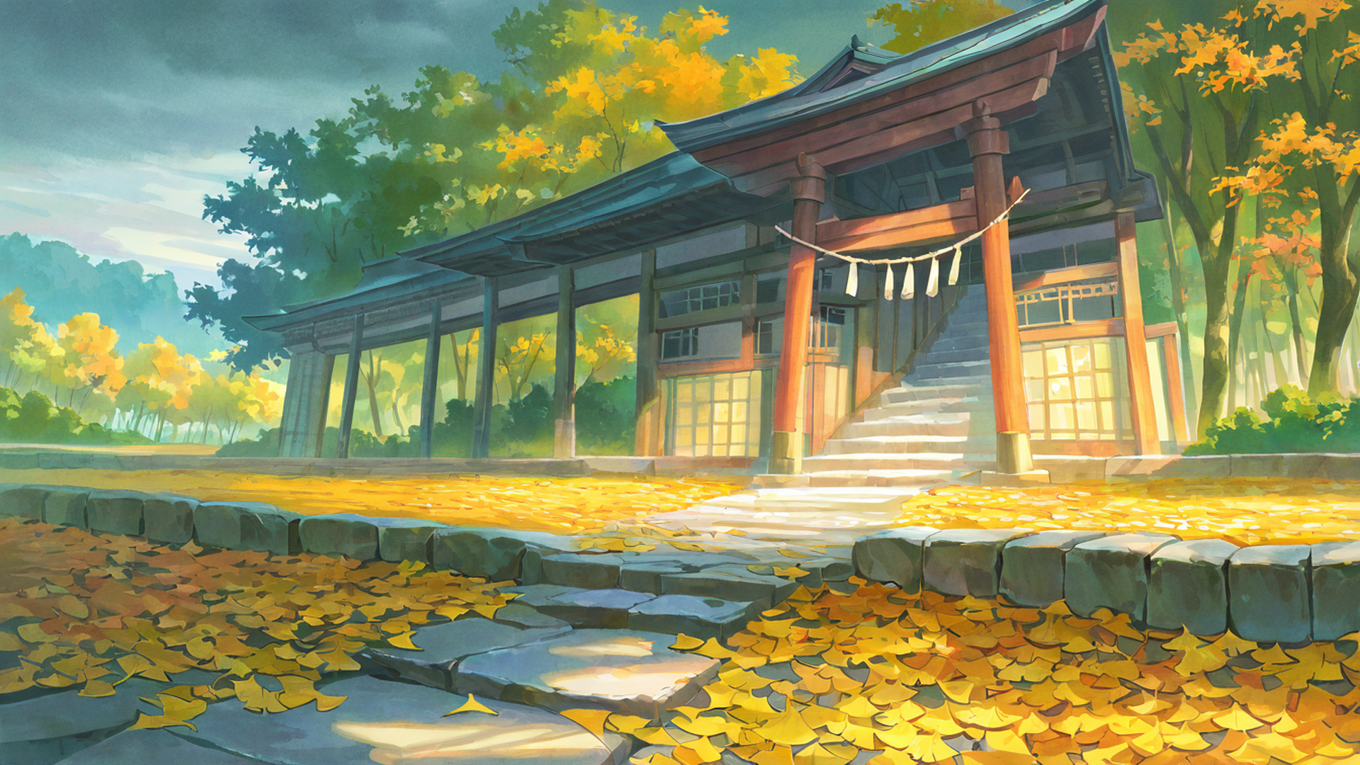 Autumn Maple Village Autumn Maple Village 1976862703 lofi anime wallpaper free download
