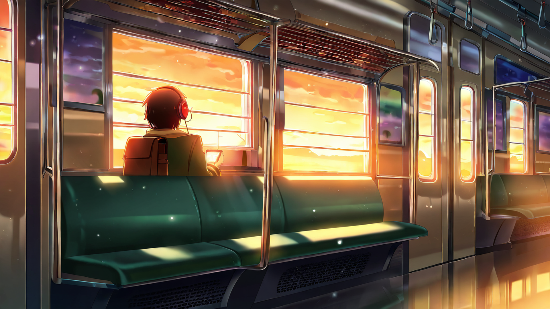 boy train headphones lofi wallpaper