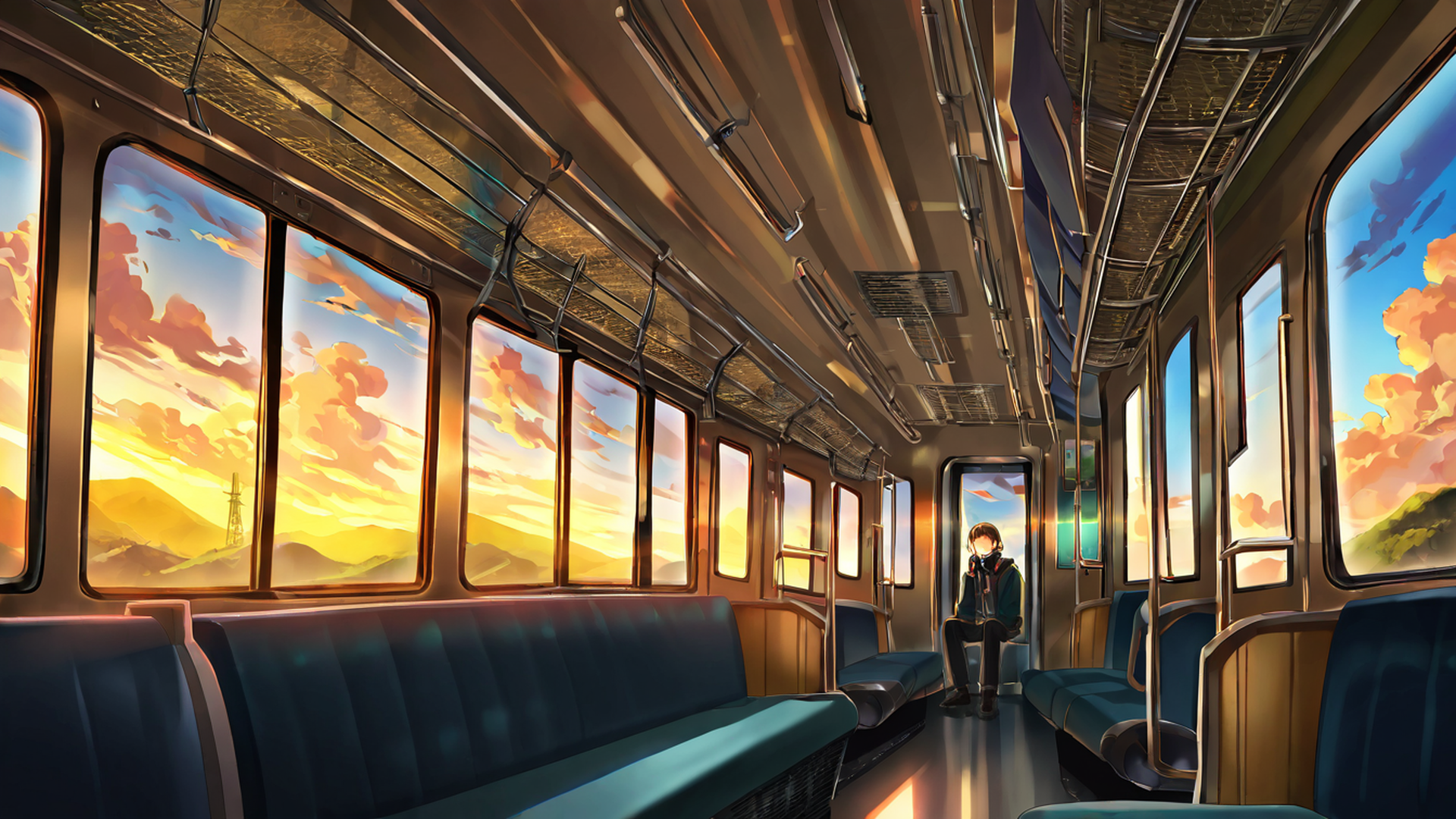 boy train headphones lofi wallpaper