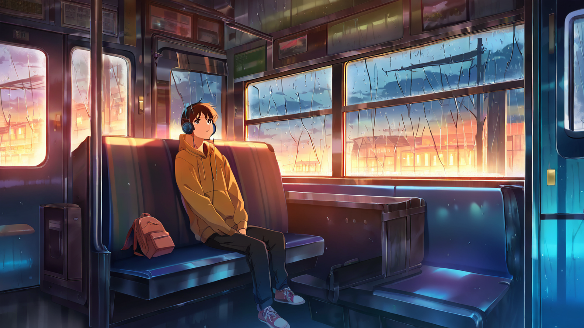 Boy Train Headphones Boy Train Headphones 1836540378 lofi anime wallpaper free download