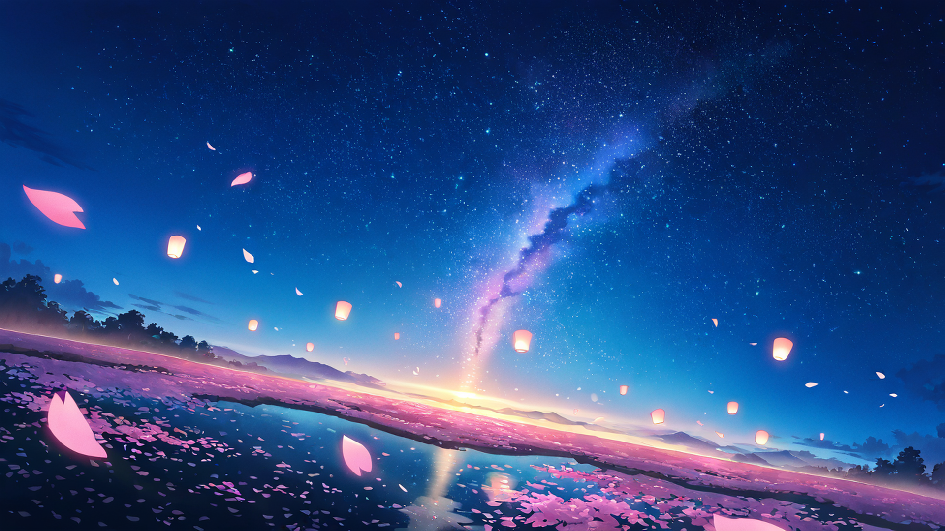 cherry blossom path lofi wallpaper