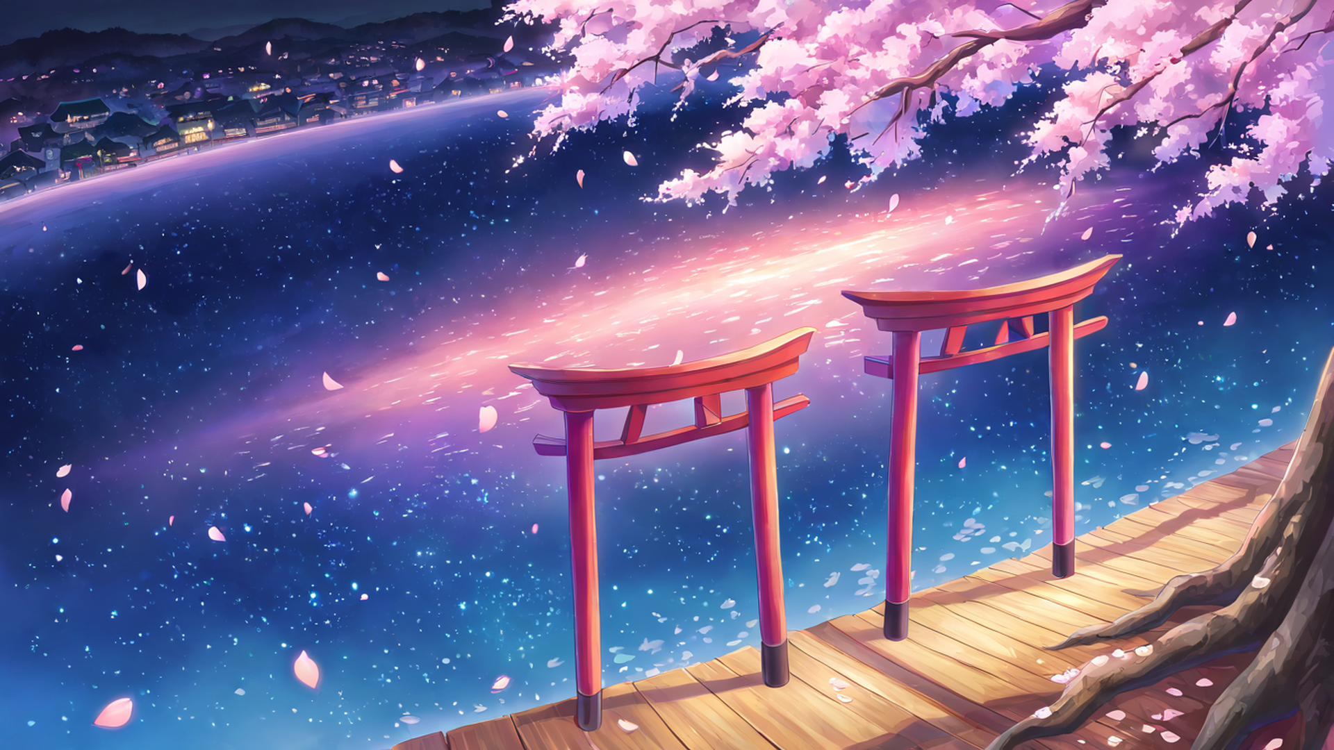 cherry blossom path lofi wallpaper