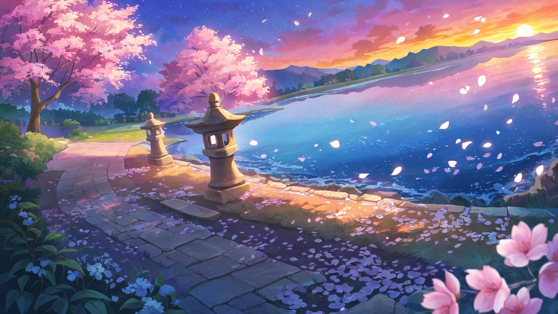 Cherry Blossom Path Cherry Blossom Path 0600992643 lofi anime wallpaper free download