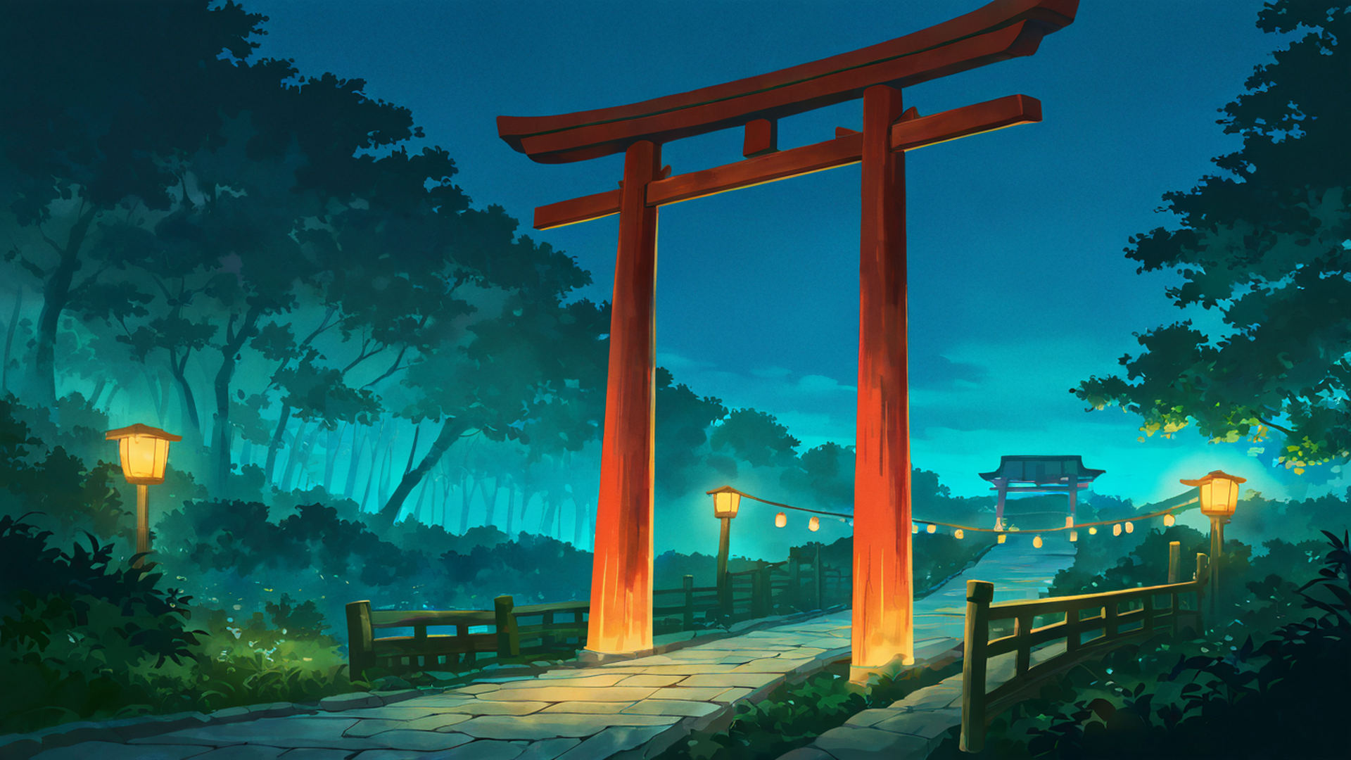 cherry blossom path lofi wallpaper