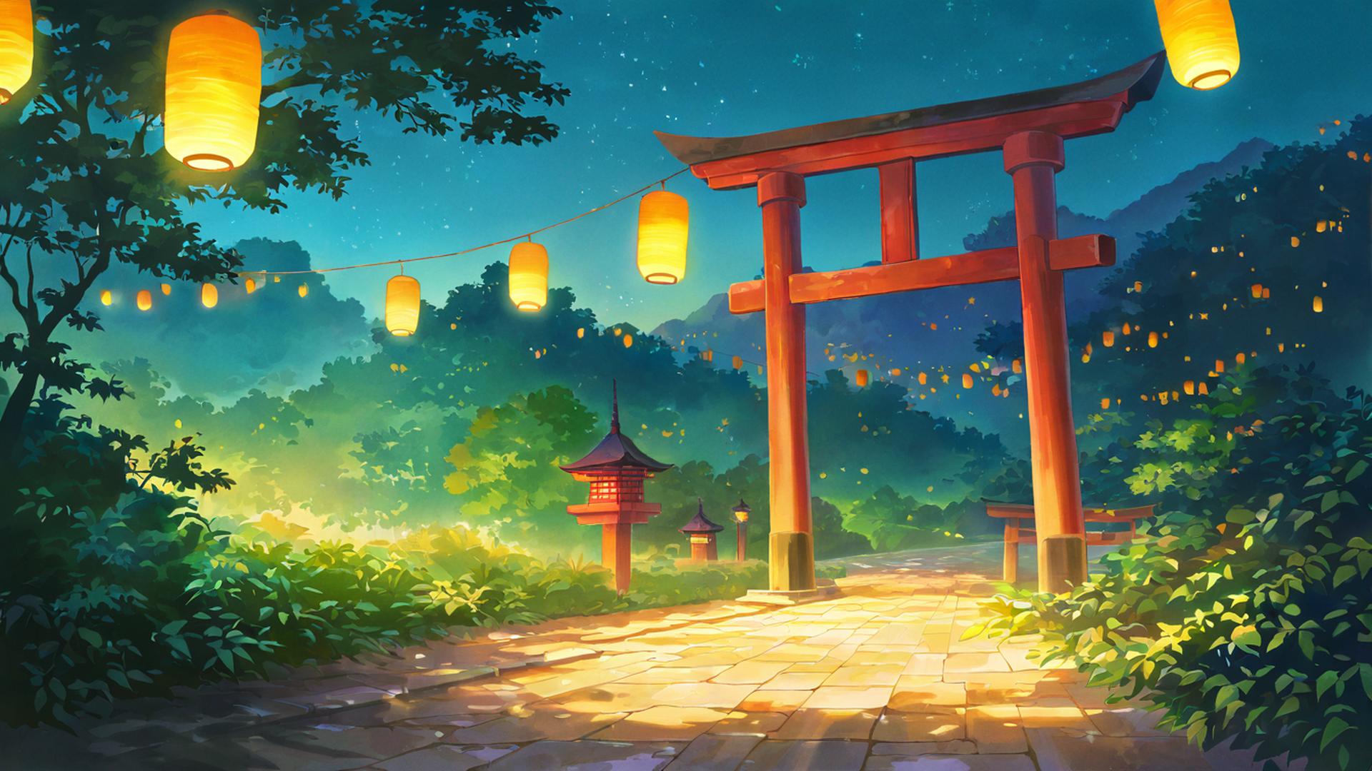 cherry blossom path lofi wallpaper