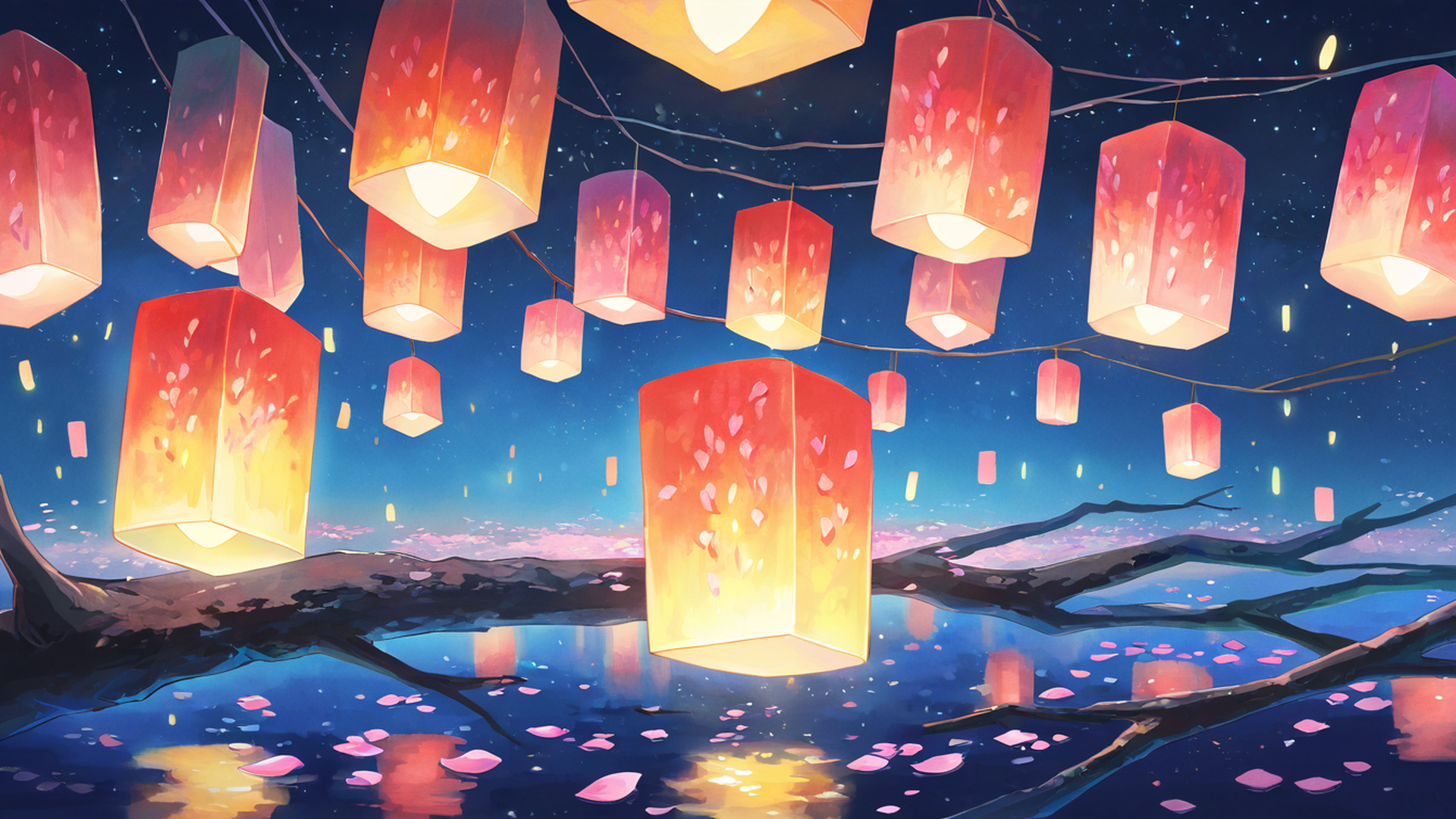 cherry blossom path lofi wallpaper