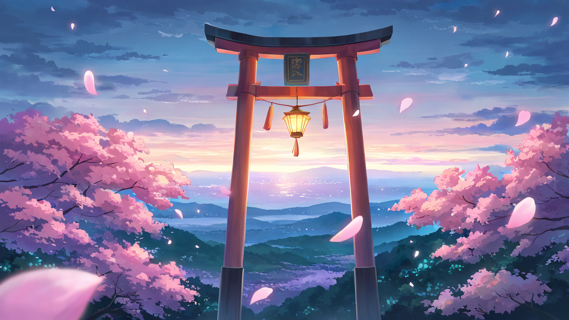 cherry blossom path lofi wallpaper