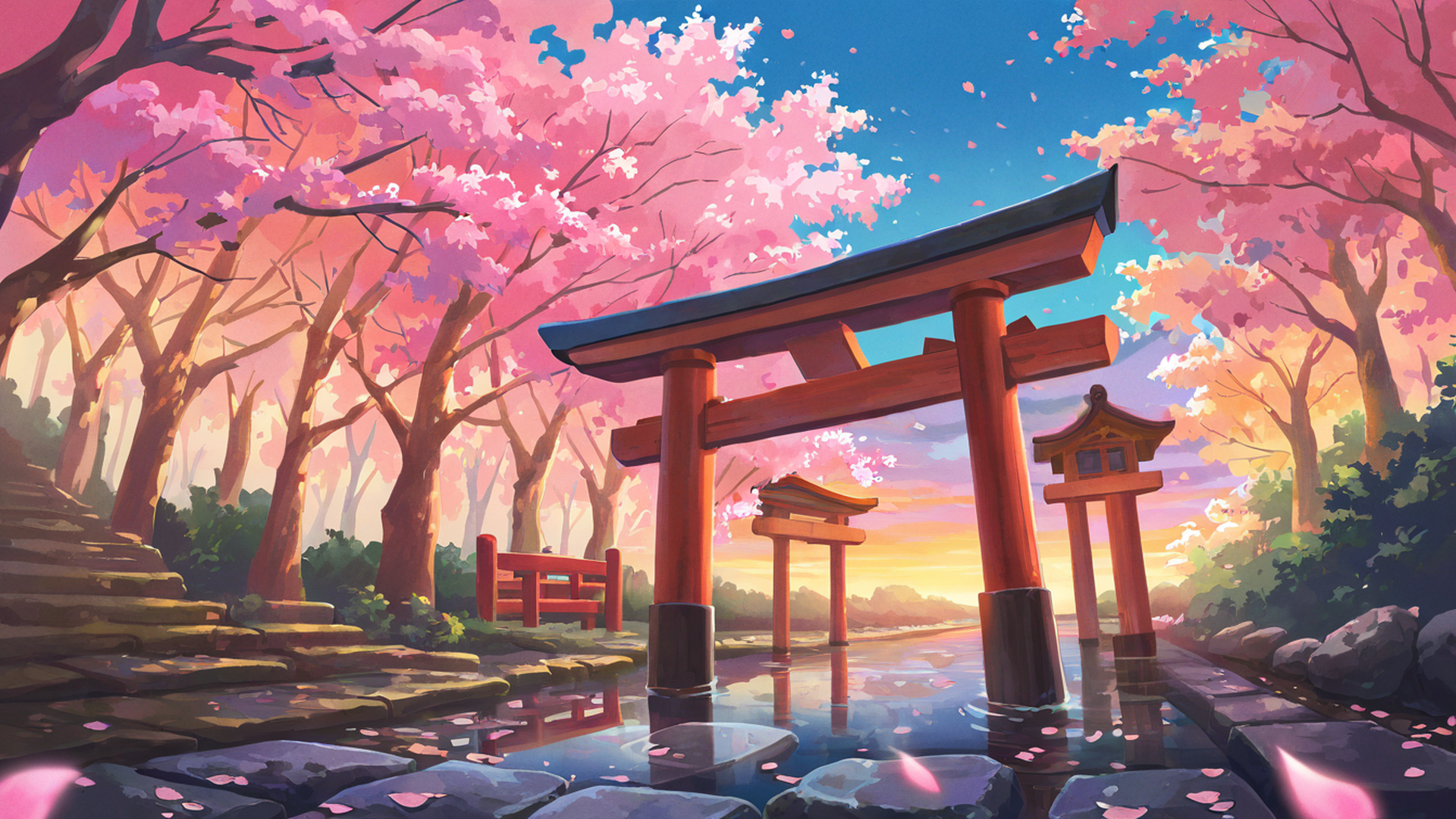 Cherry Blossom Path Cherry Blossom Path 1127455864 lofi anime wallpaper free download