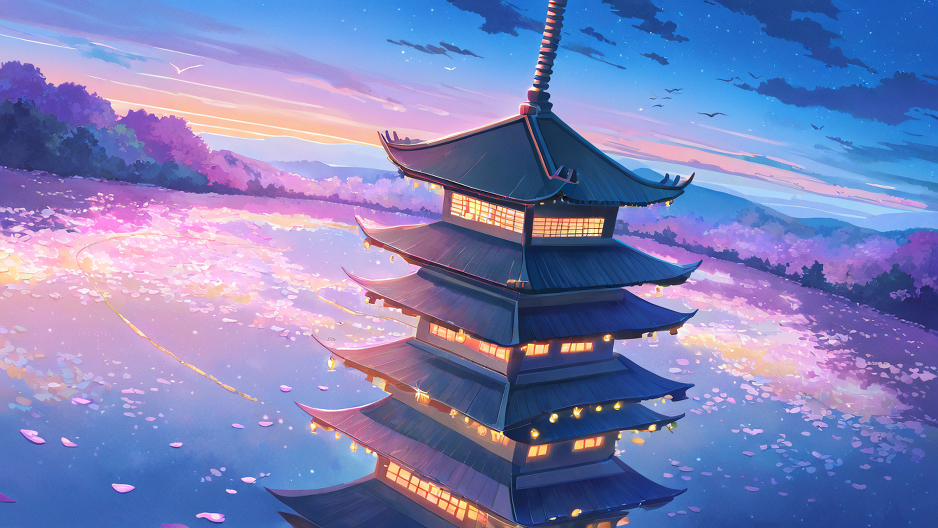 Cherry Blossom Path Cherry Blossom Path 1467303448 lofi anime wallpaper free download