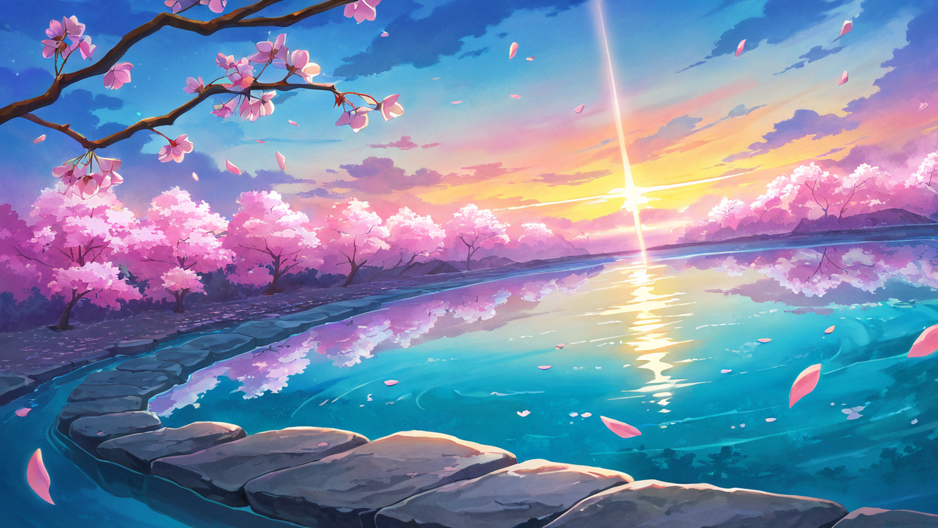 Cherry Blossom Path Cherry Blossom Path 1962799525 lofi anime wallpaper free download