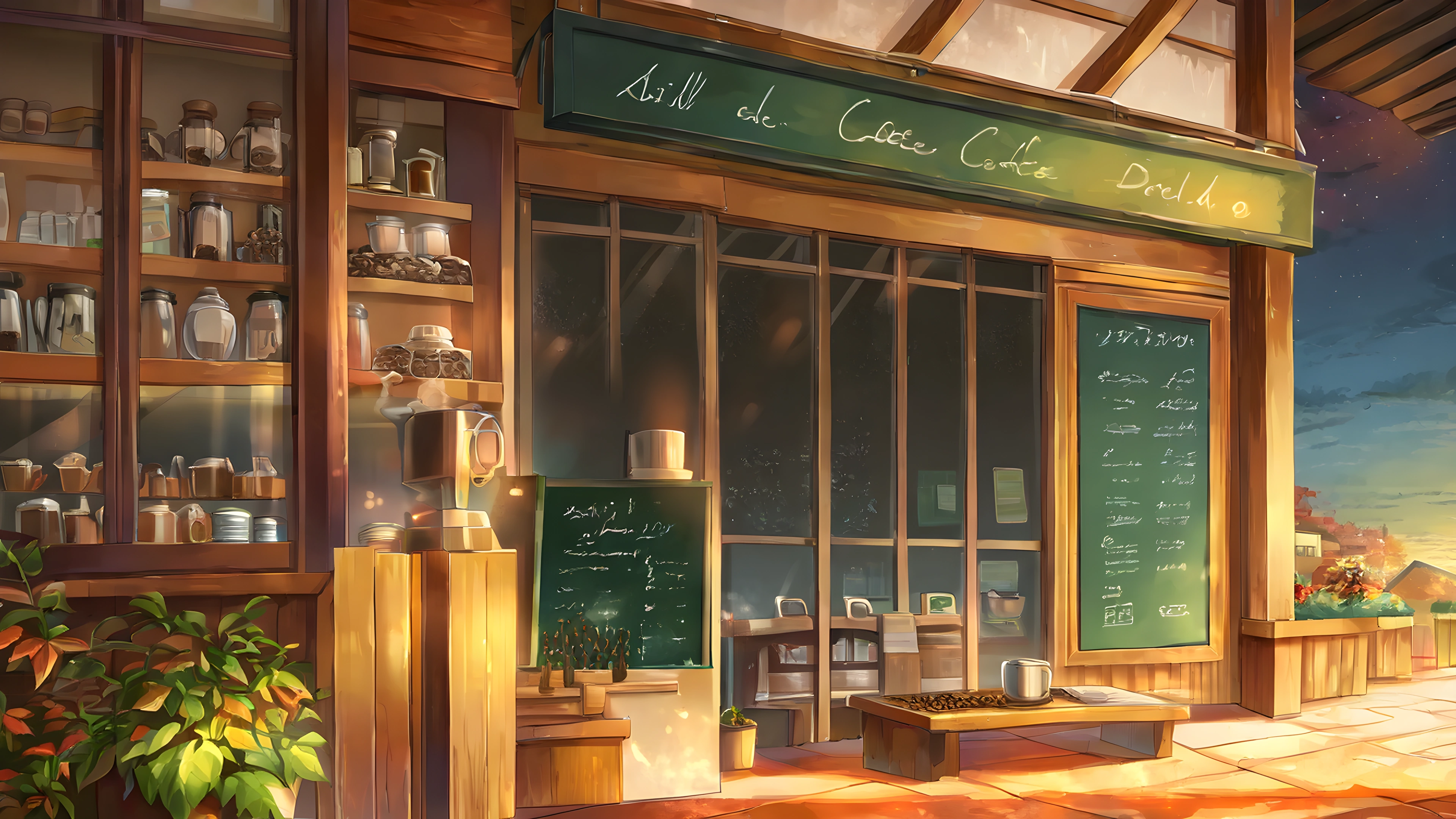 Coffee Shop Morning variant — Japanese aesthetic lofi wallpaper HD 4K Ultrawide