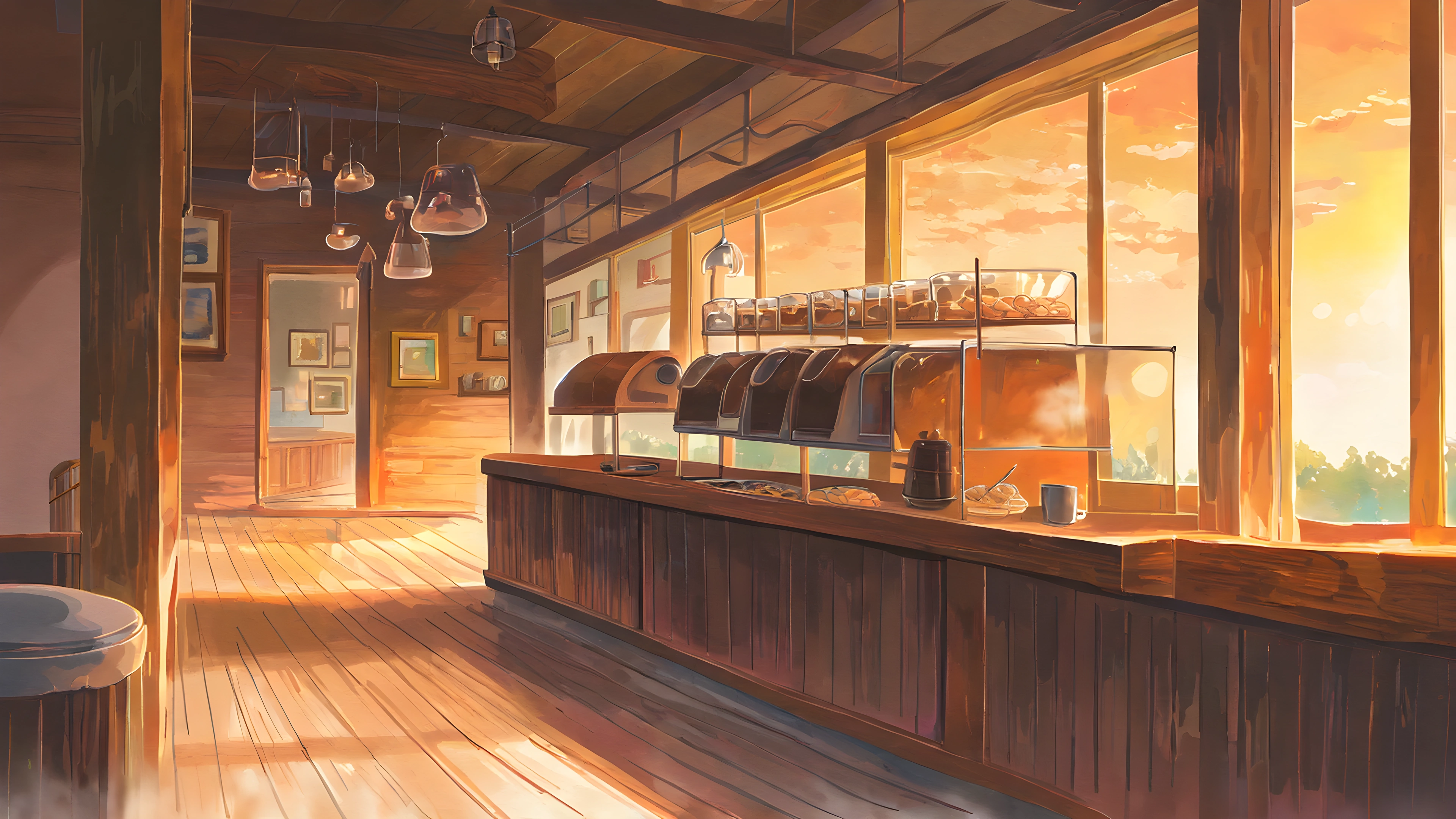 Coffee Shop Morning variant — Japanese aesthetic lofi wallpaper HD 4K Ultrawide