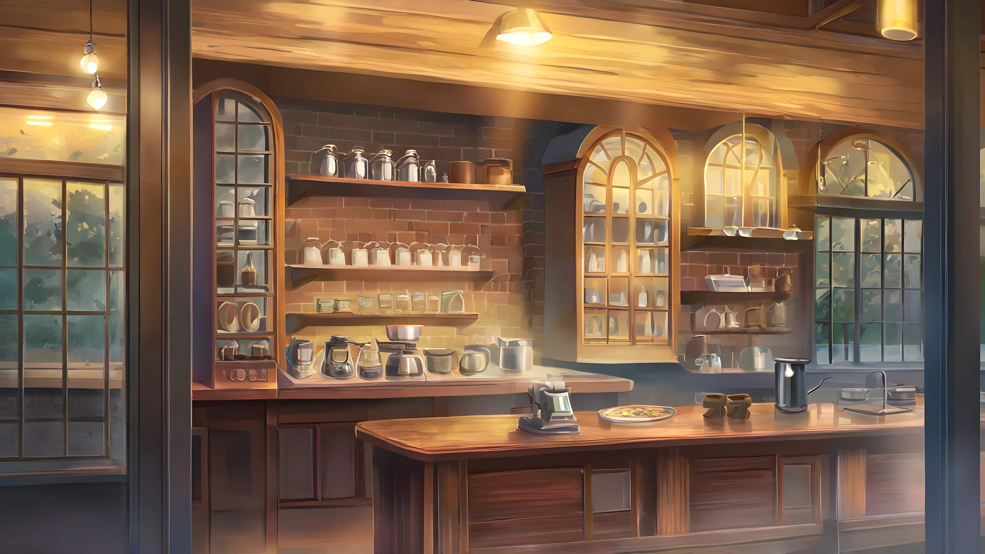 Coffee Shop Morning variant — Japanese aesthetic lofi wallpaper HD 4K Ultrawide
