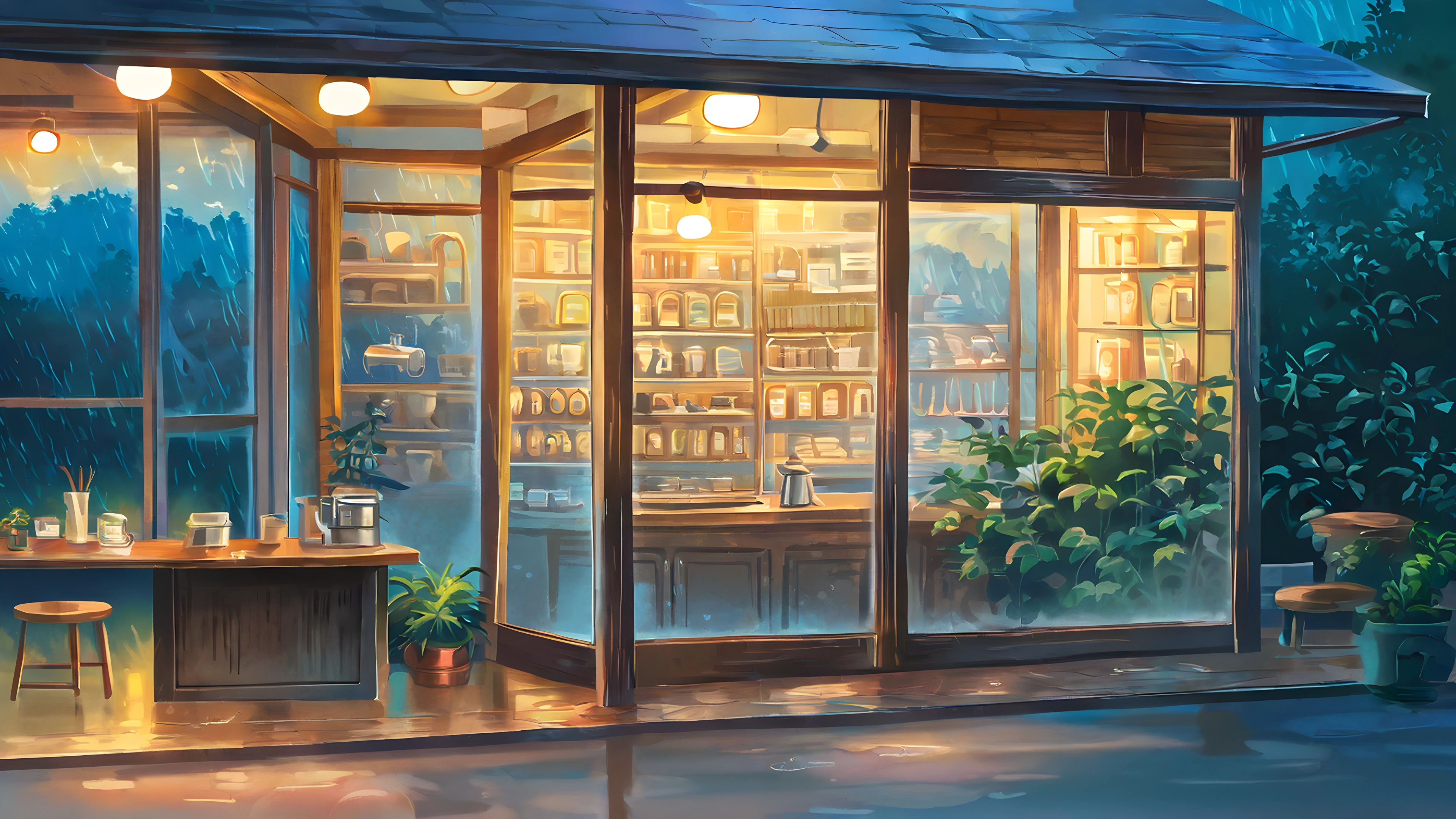 Coffee Shop Morning variant — Japanese aesthetic lofi wallpaper HD 4K Ultrawide