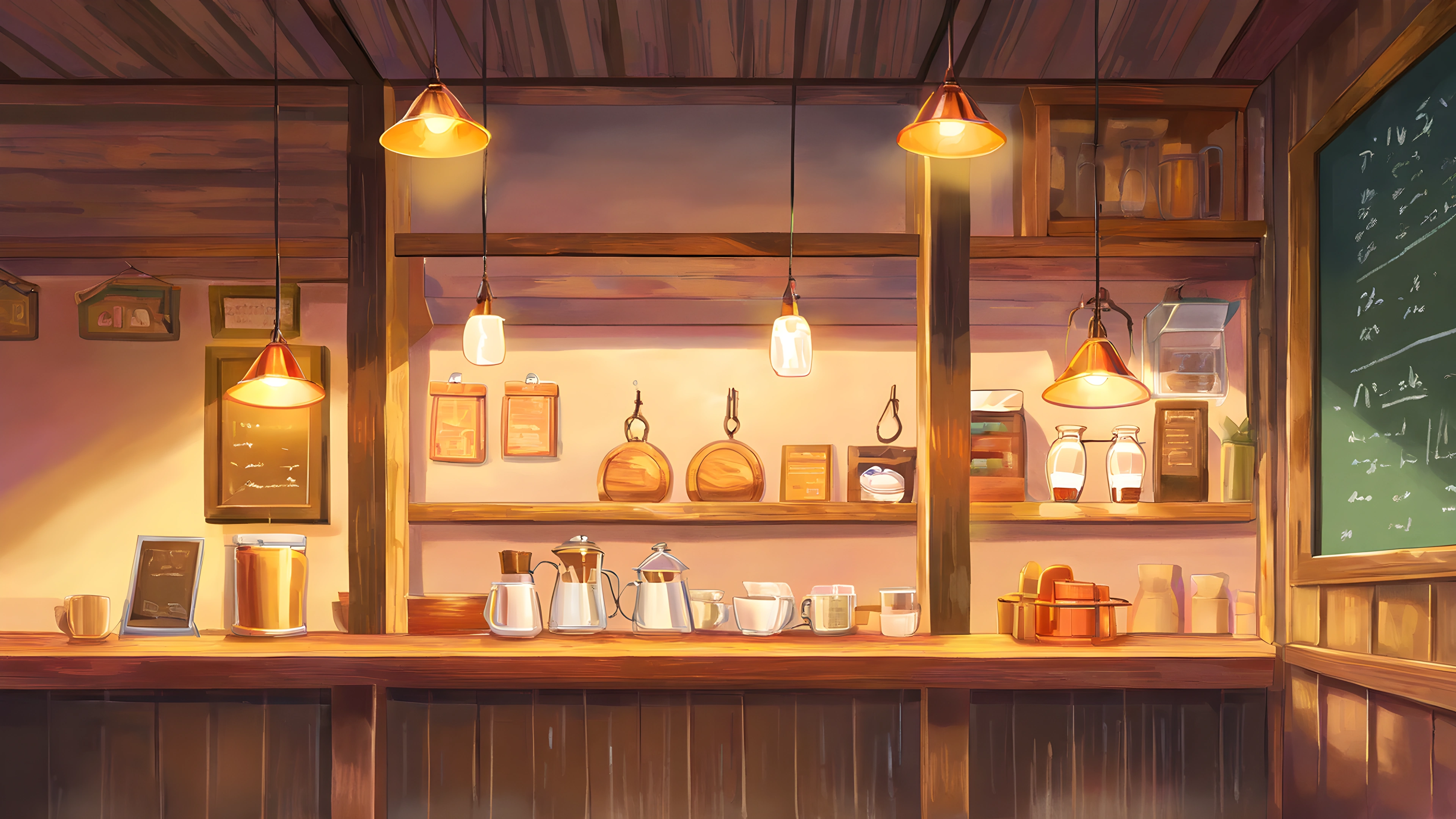 Coffee Shop Morning variant — Japanese aesthetic lofi wallpaper HD 4K Ultrawide