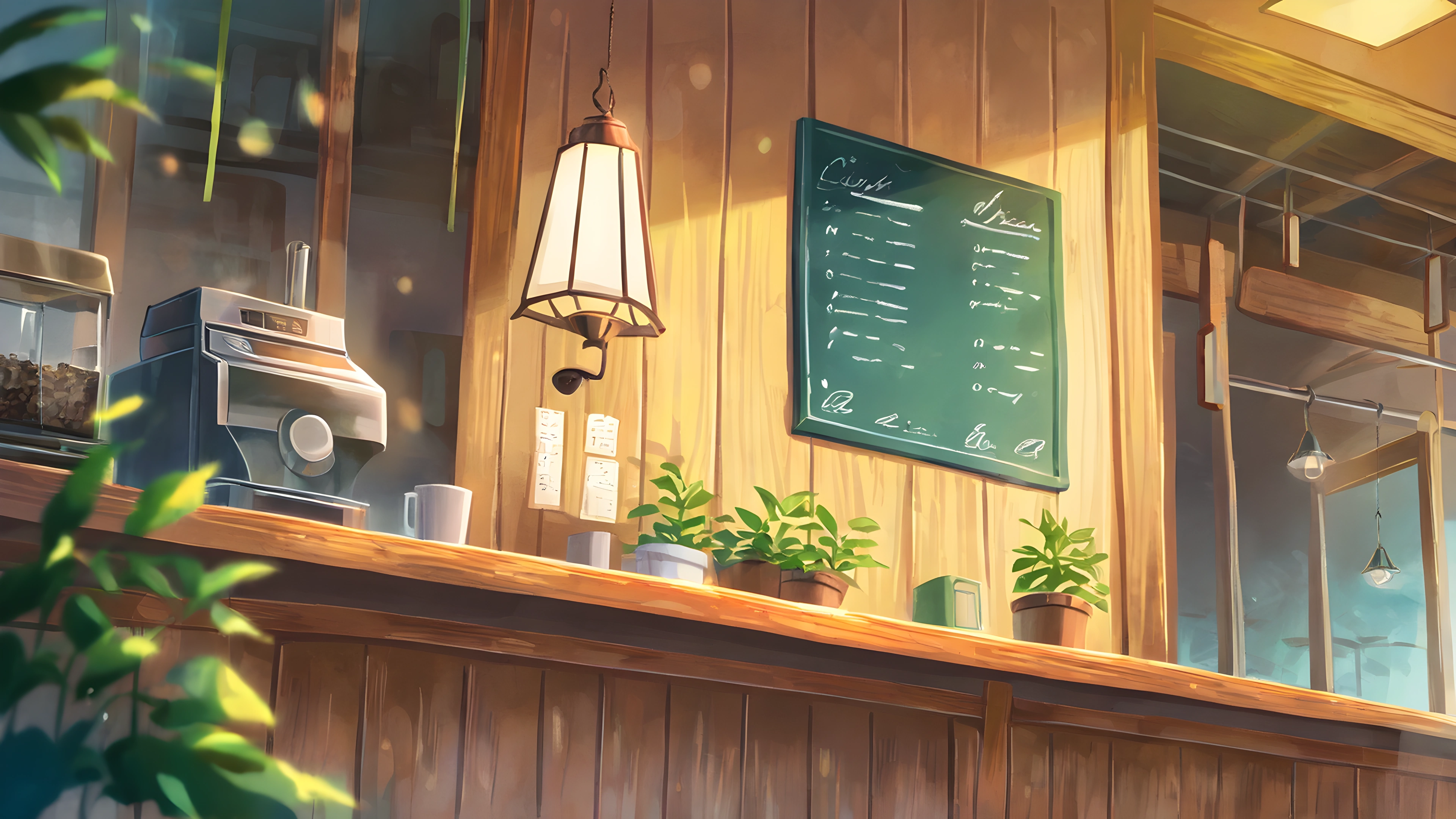 Coffee Shop Morning variant — Japanese aesthetic lofi wallpaper HD 4K Ultrawide