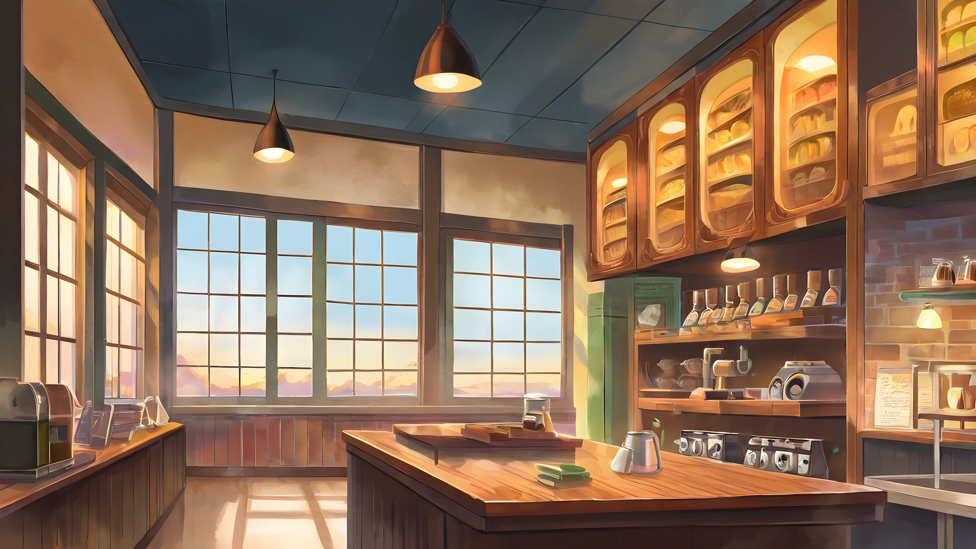 Coffee Shop Morning variant — Japanese aesthetic lofi wallpaper HD 4K Ultrawide
