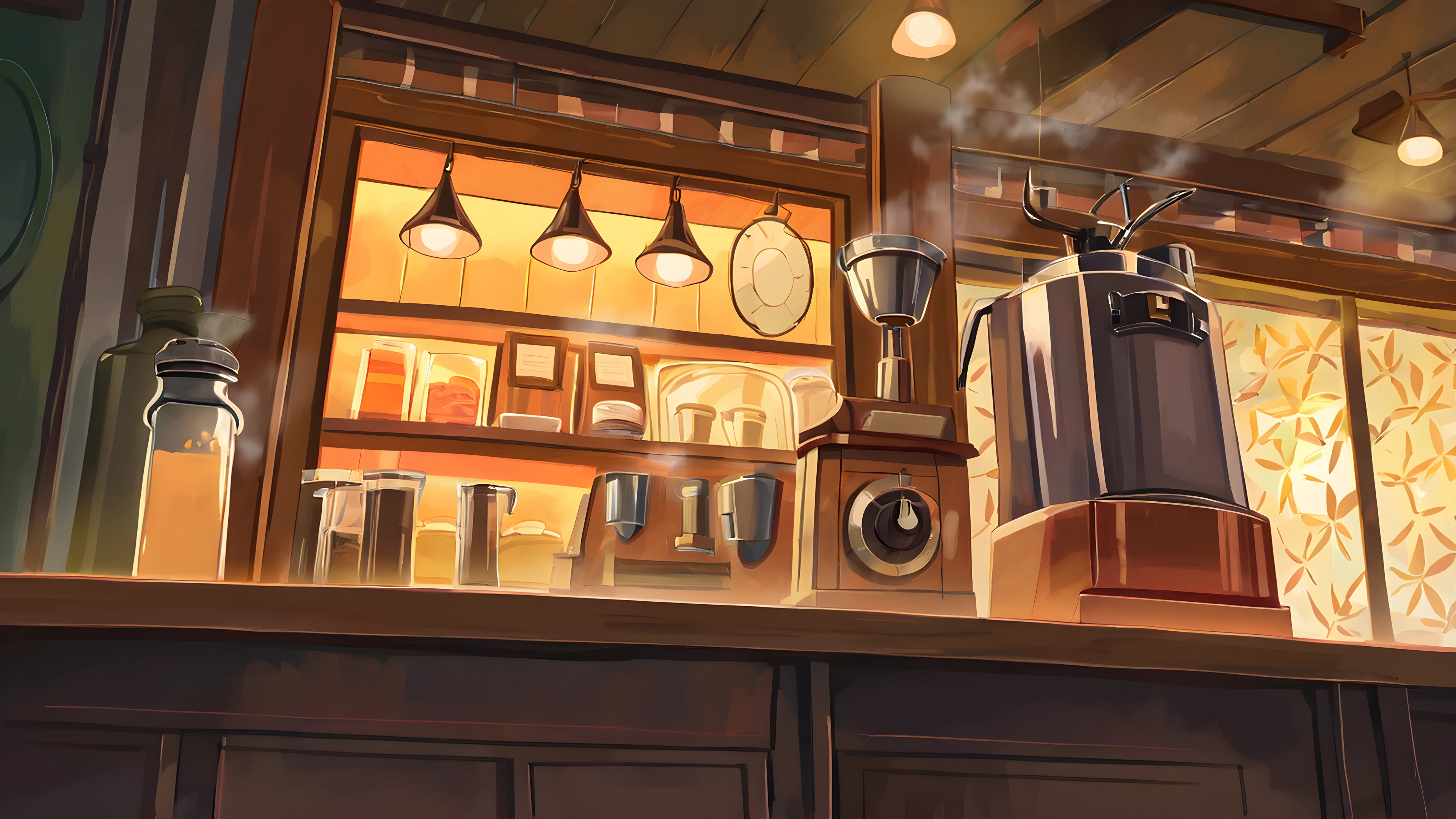 Coffee Shop Morning variant — Japanese aesthetic lofi wallpaper HD 4K Ultrawide