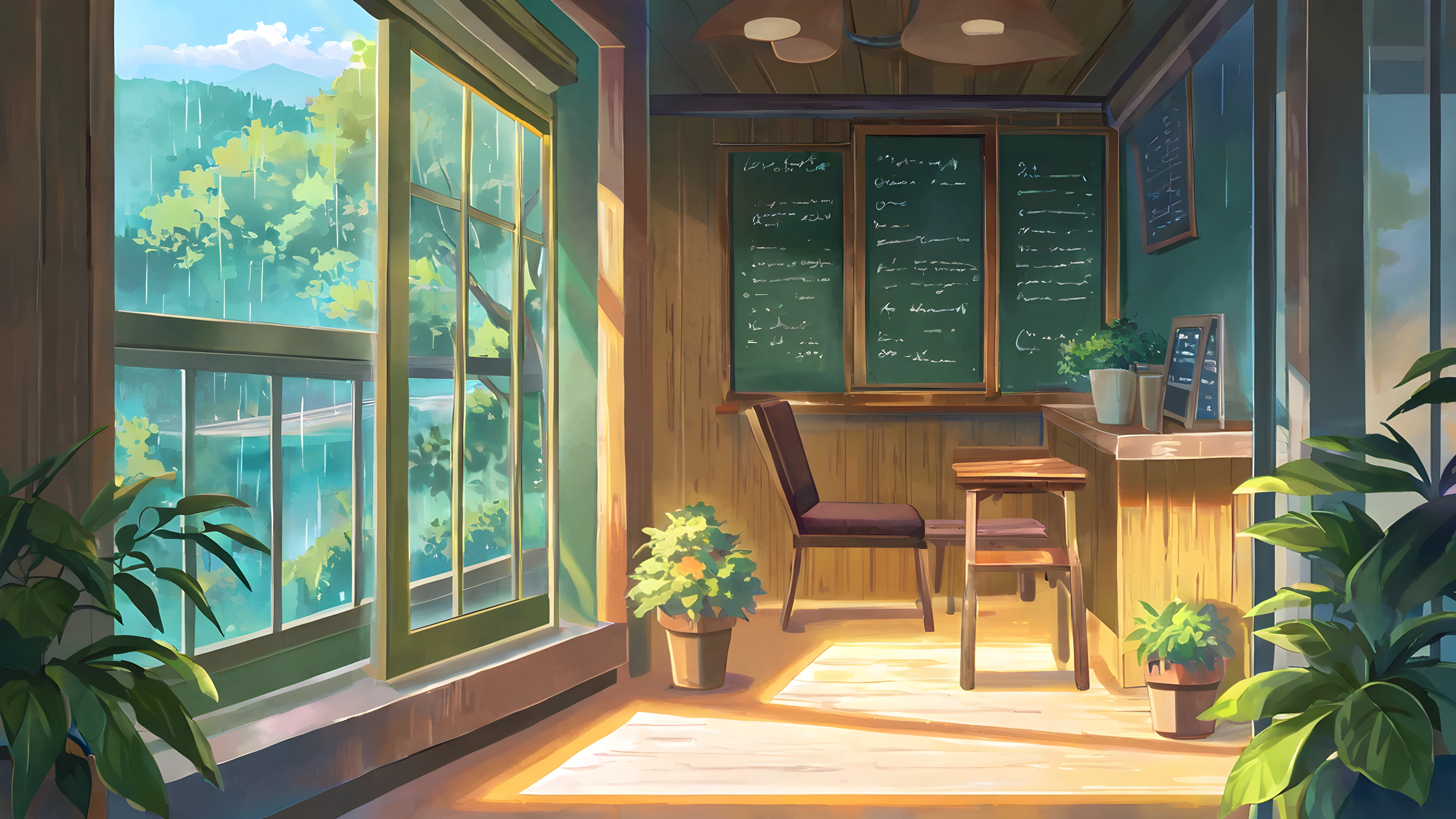 Coffee Shop Morning variant — Japanese aesthetic lofi wallpaper HD 4K Ultrawide