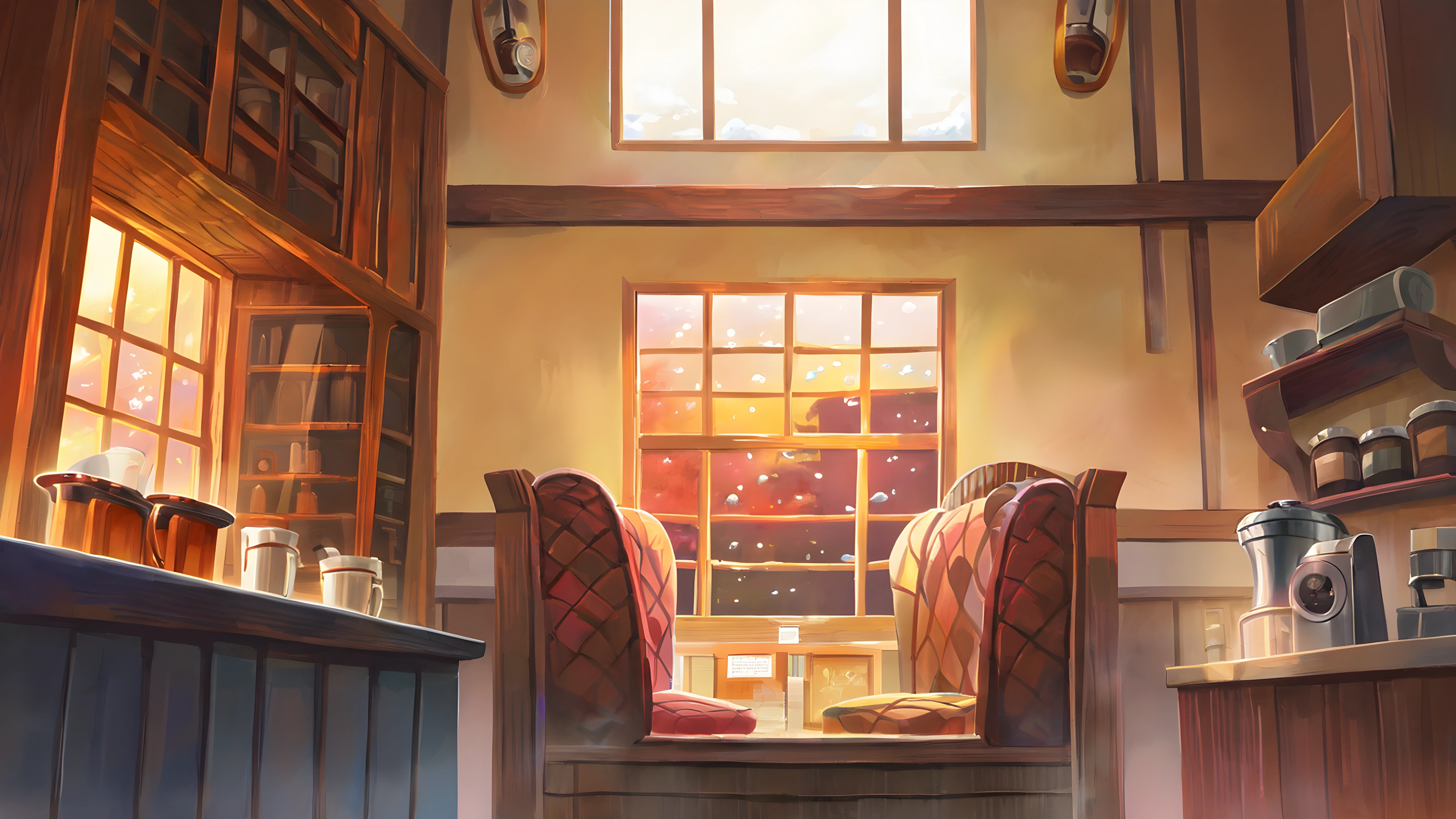 Coffee Shop Morning variant — Japanese aesthetic lofi wallpaper HD 4K Ultrawide
