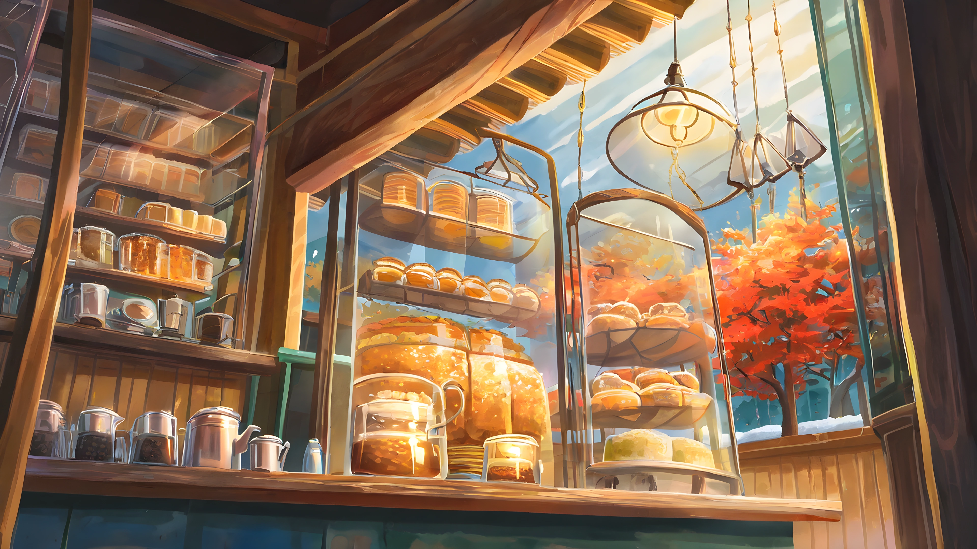 Coffee Shop Morning variant — Japanese aesthetic lofi wallpaper HD 4K Ultrawide