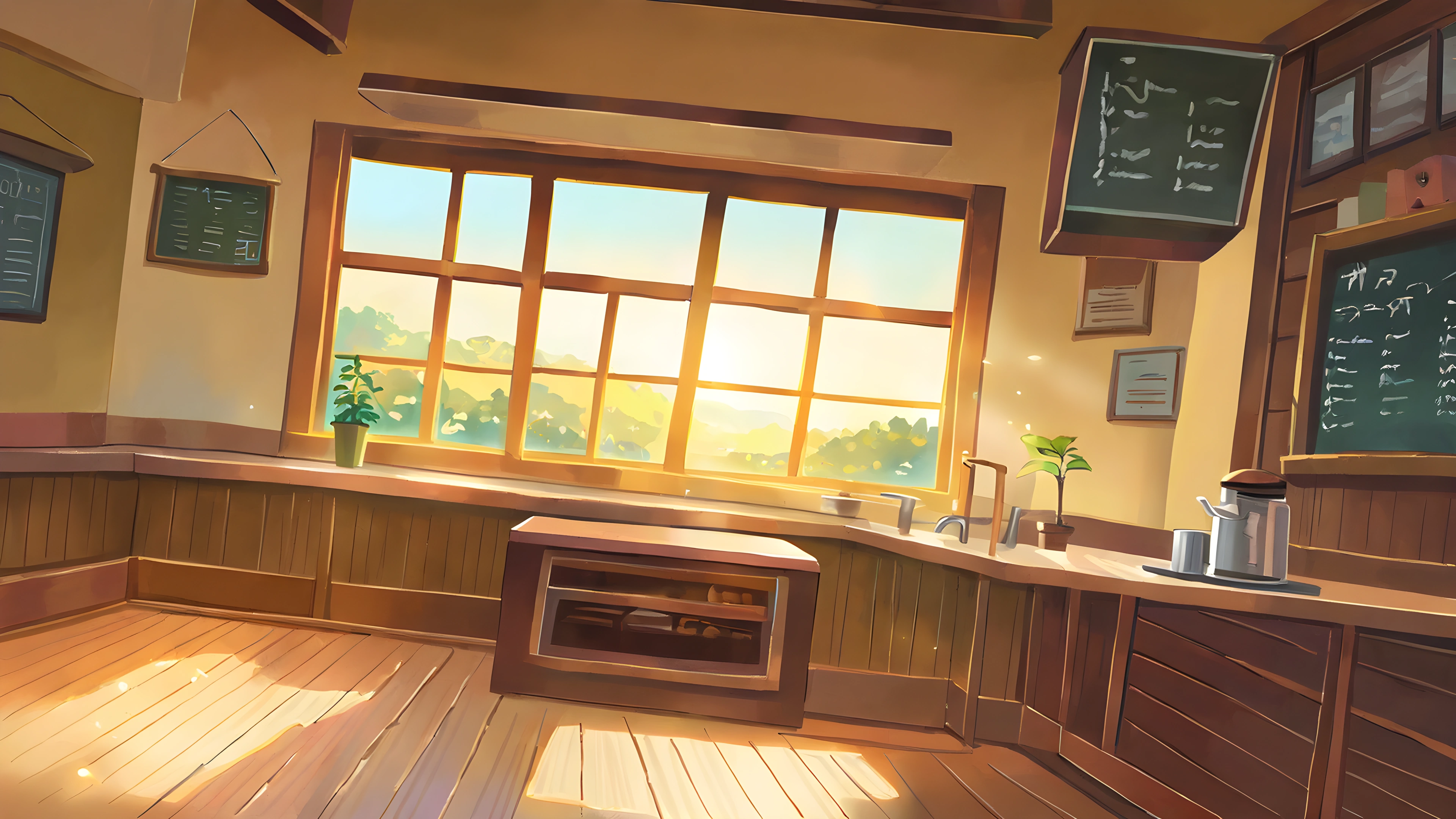Coffee Shop Morning variant — Japanese aesthetic lofi wallpaper HD 4K Ultrawide