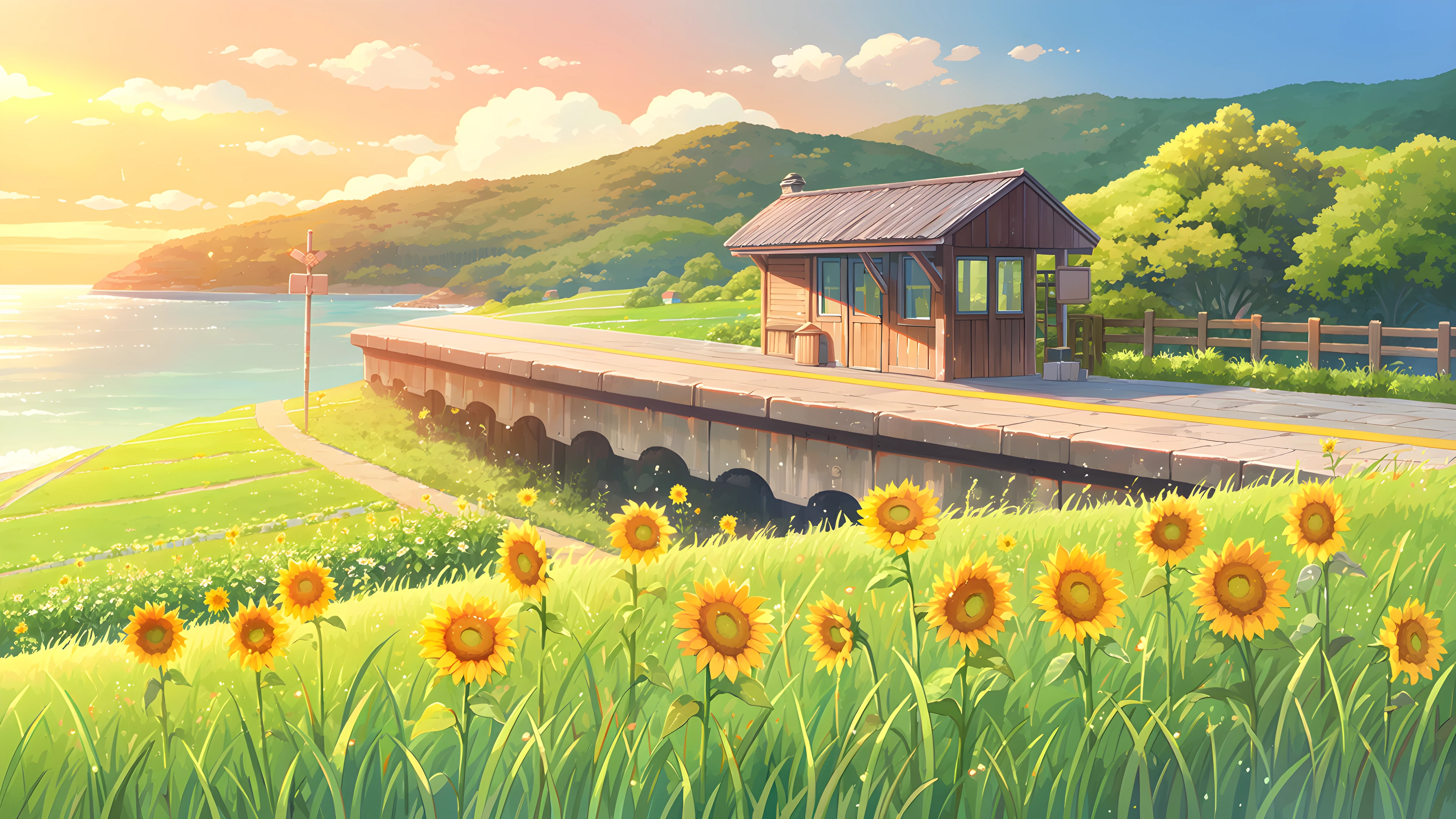 Countryside Train Station lofi wallpaper