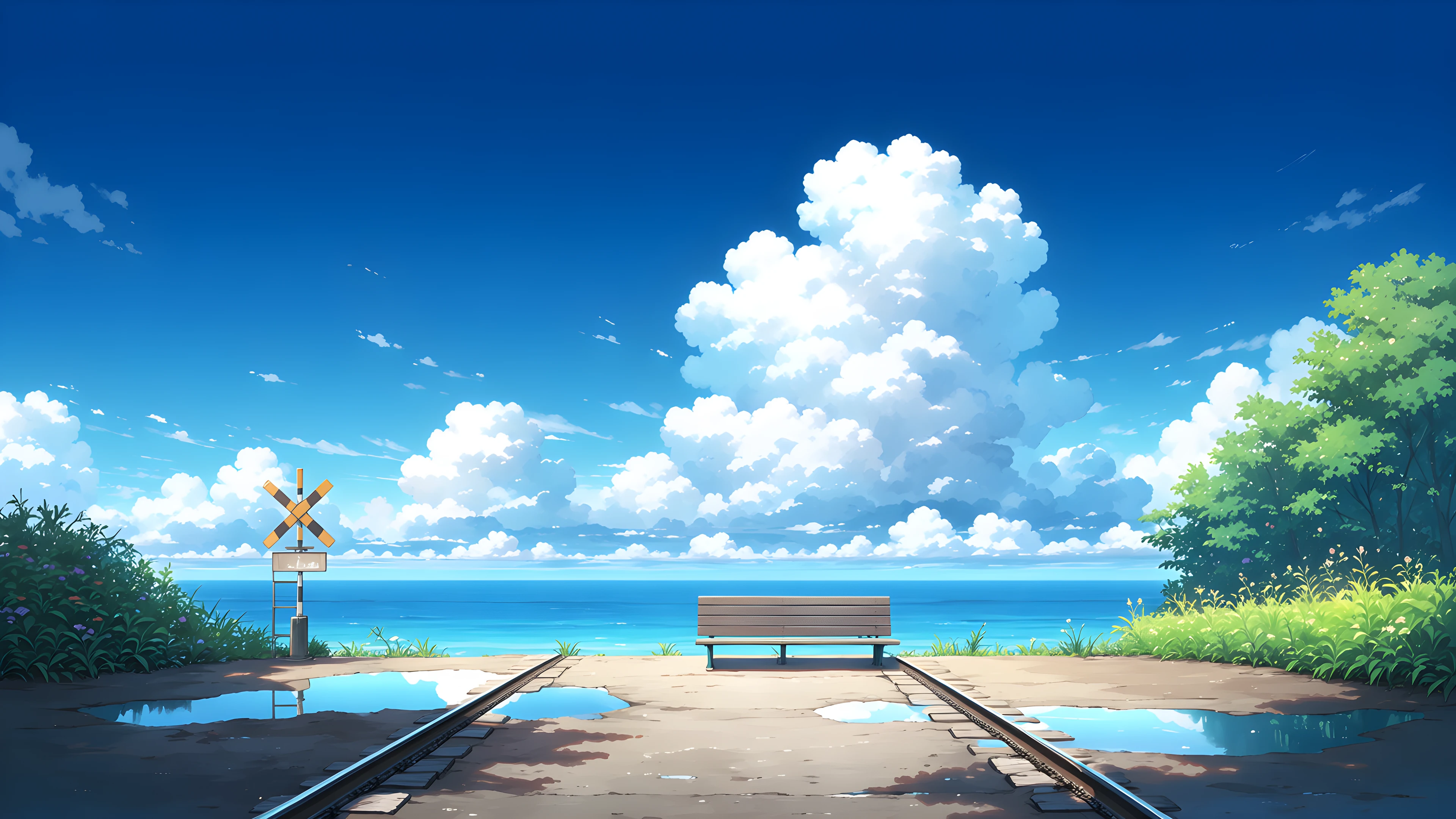 Countryside Train Station variant — Japanese aesthetic lofi wallpaper HD 4K Ultrawide