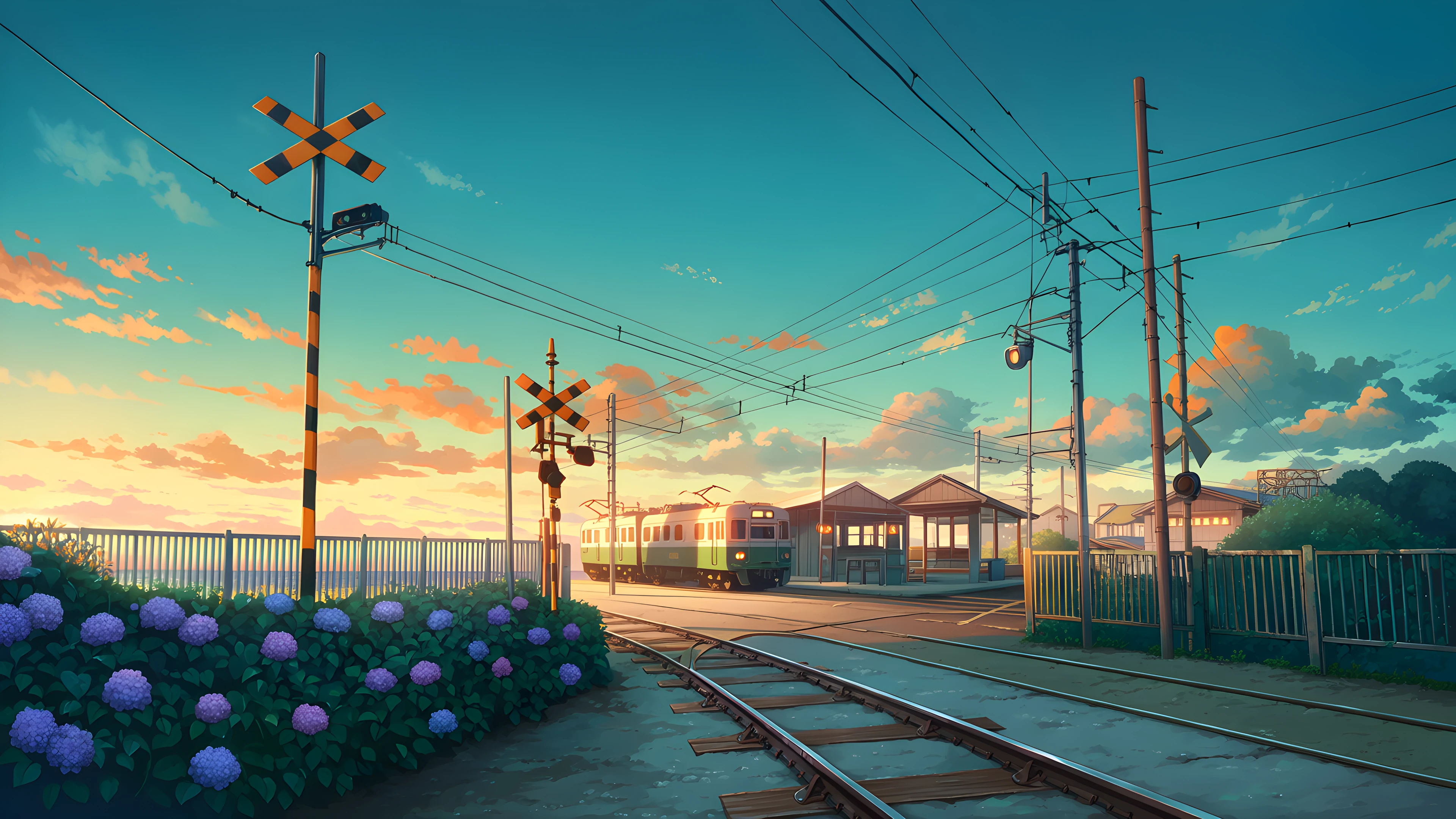 Countryside Train Station variant — Japanese aesthetic lofi wallpaper HD 4K Ultrawide