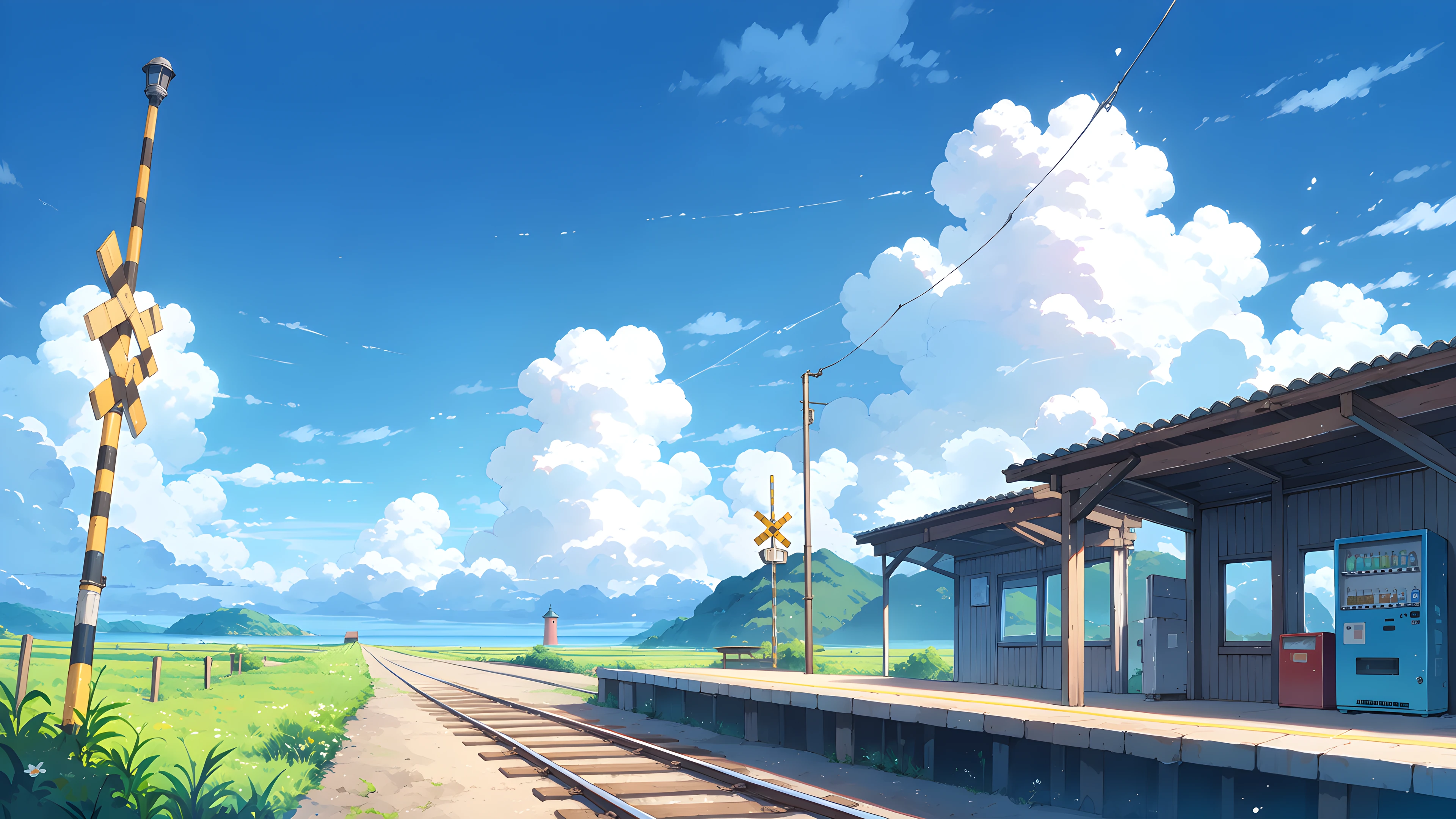 Countryside Train Station variant — Japanese aesthetic lofi wallpaper HD 4K Ultrawide