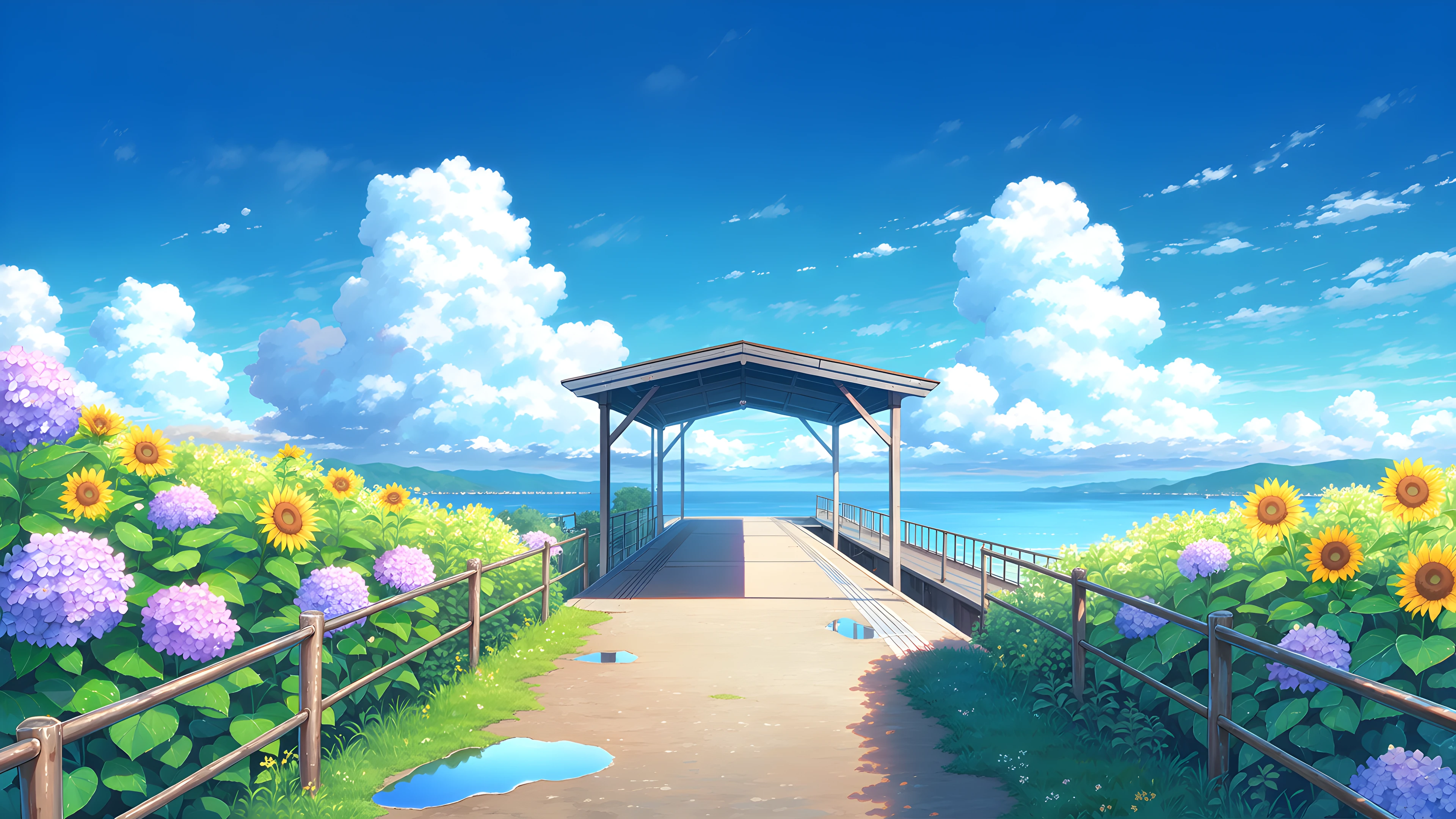 Countryside Train Station lofi wallpaper