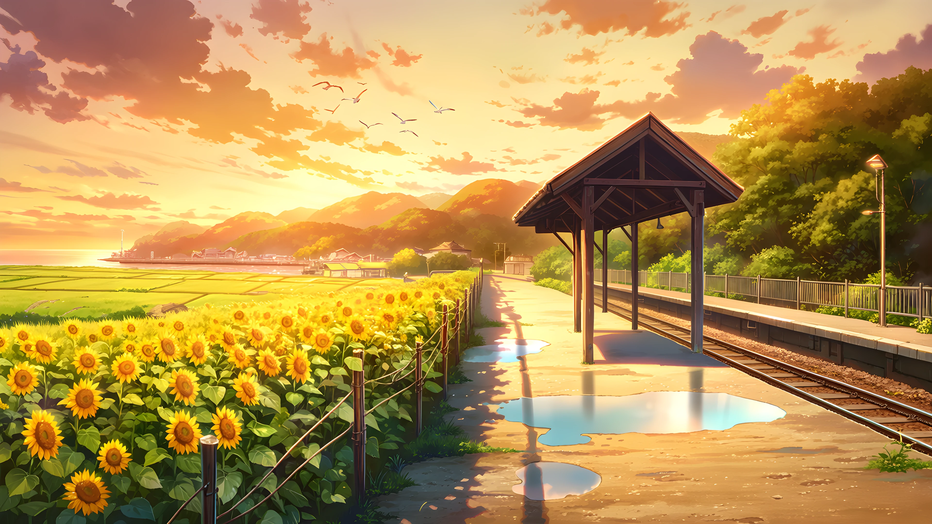 Countryside Train Station lofi wallpaper