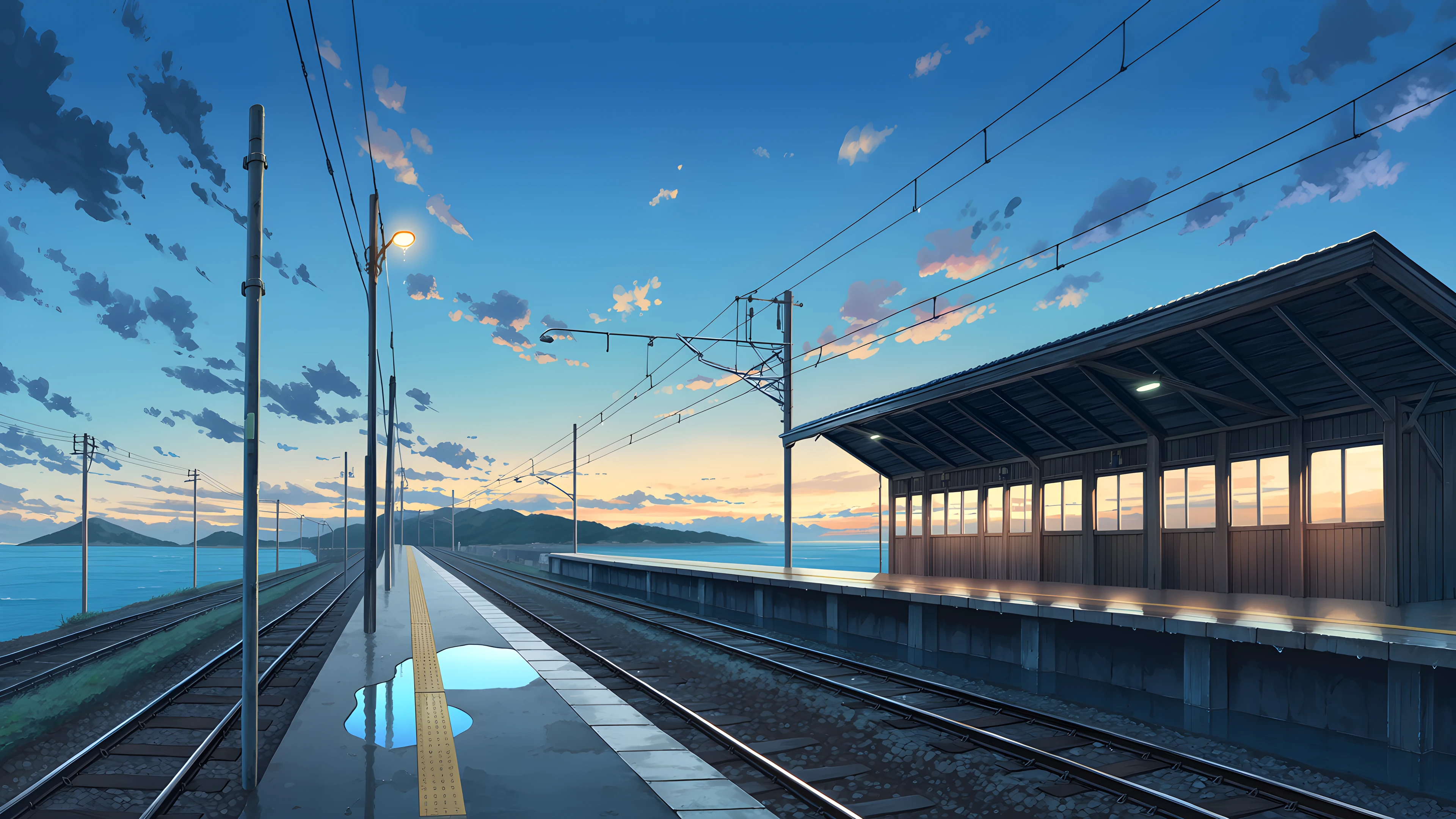 Countryside Train Station variant — Japanese aesthetic lofi wallpaper HD 4K Ultrawide