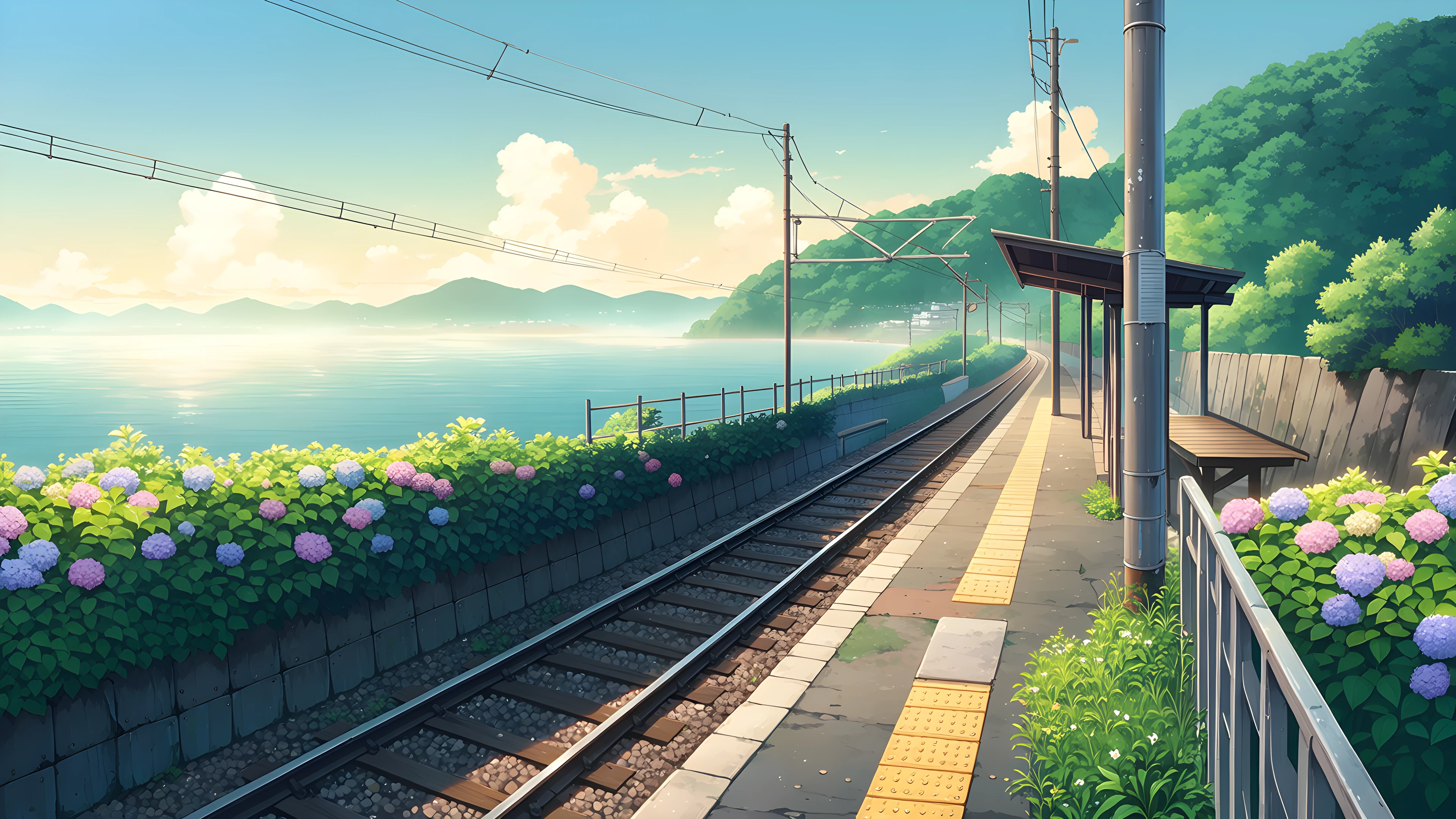 Countryside Train Station variant — Japanese aesthetic lofi wallpaper HD 4K Ultrawide