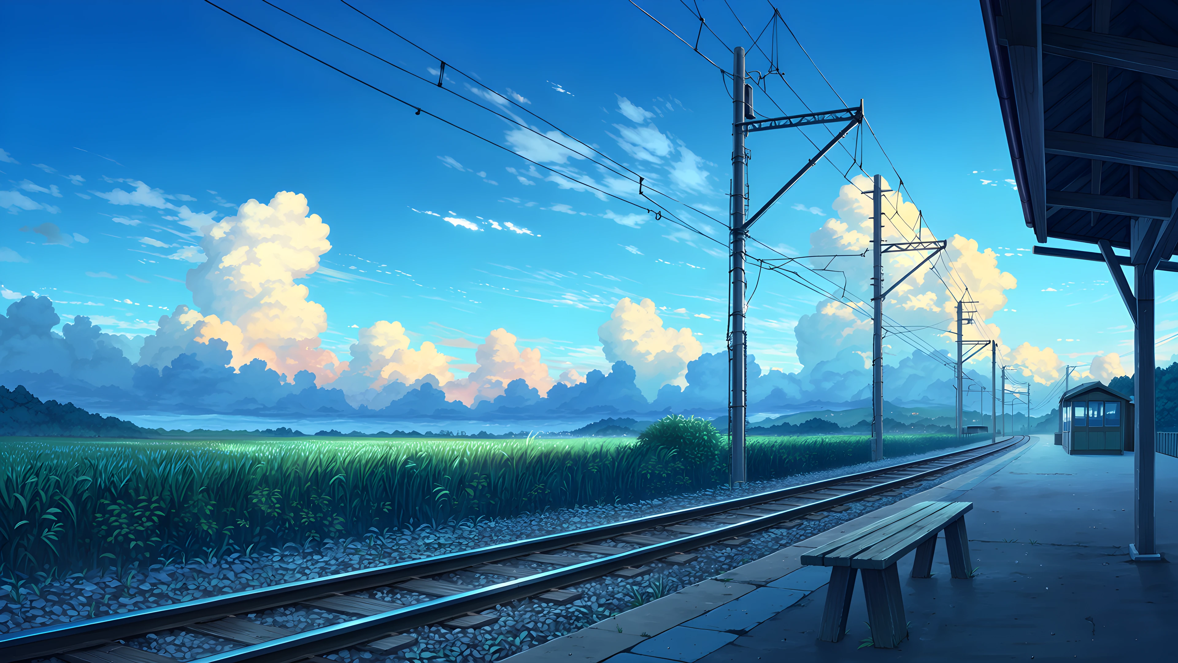 Countryside Train Station variant — Japanese aesthetic lofi wallpaper HD 4K Ultrawide