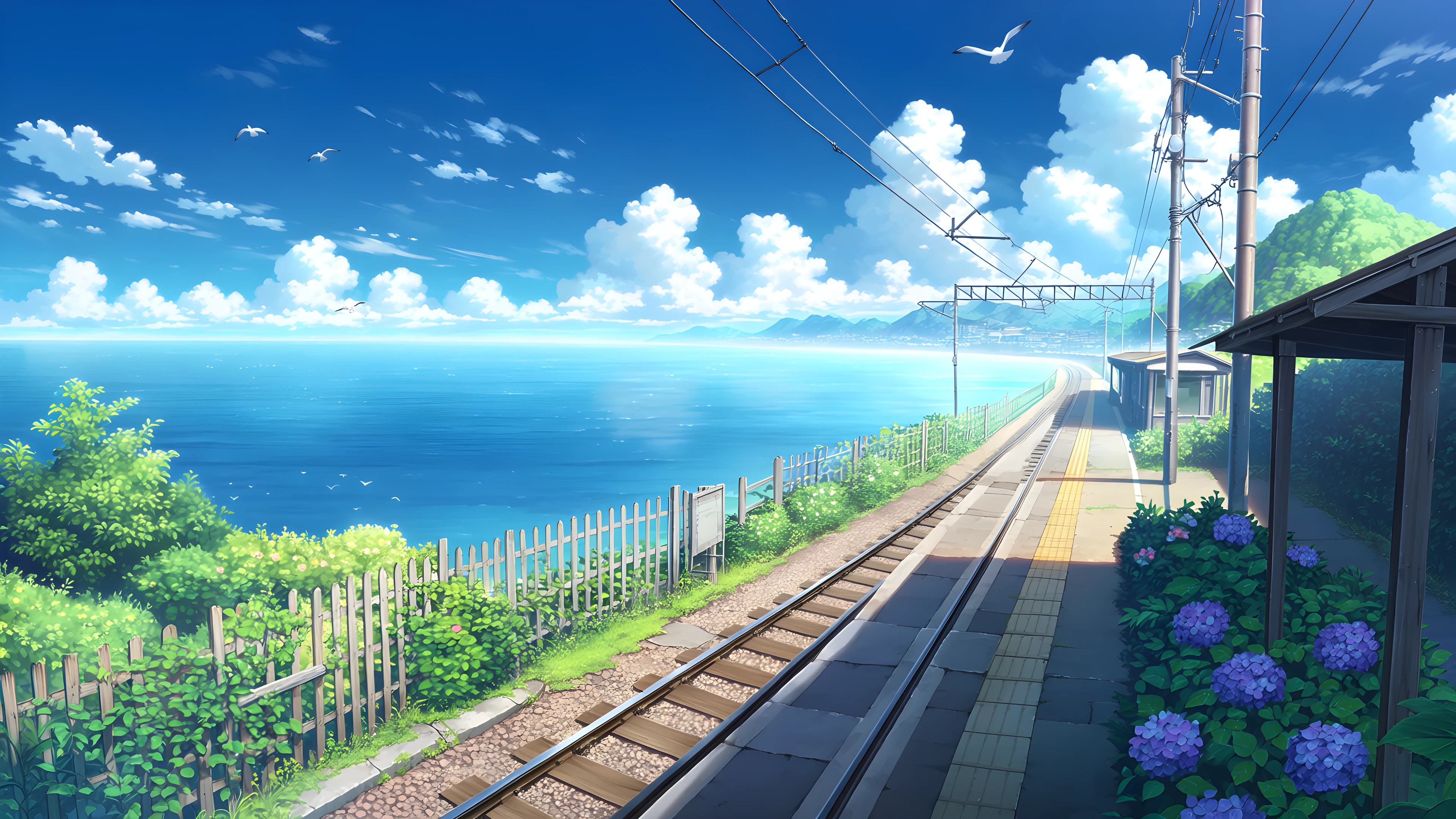 Countryside Train Station variant — Japanese aesthetic lofi wallpaper HD 4K Ultrawide