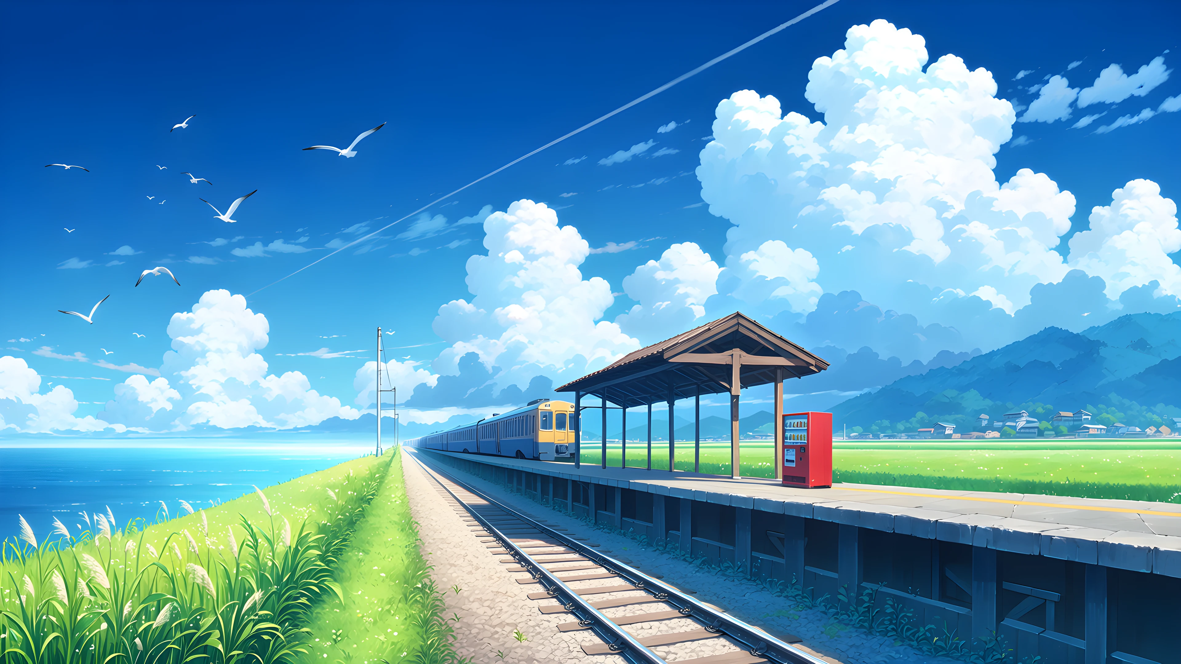 Countryside Train Station lofi wallpaper